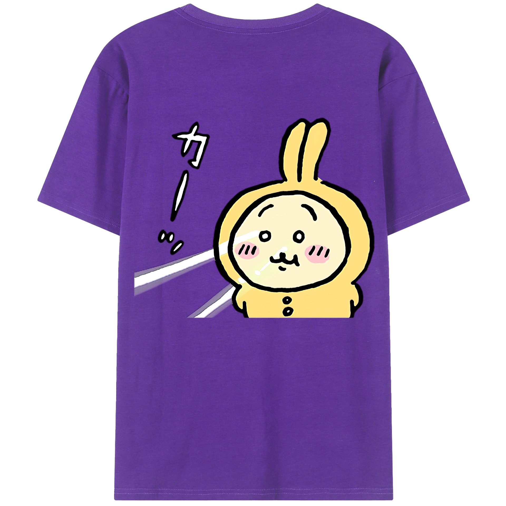 （画像用） ちいかわ うさぎ Chii-kawa usagi 綿100％半袖Tシャツ（背面プリント）
