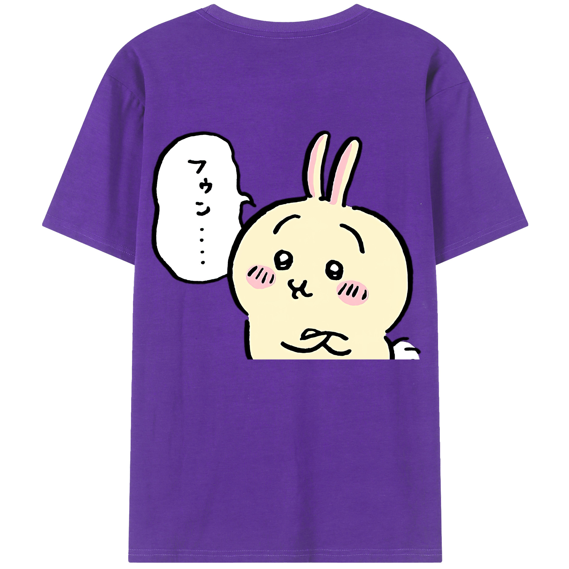 （画像用） ちいかわ うさぎ Chii-kawa usagi 綿100％半袖Tシャツ（背面プリント）