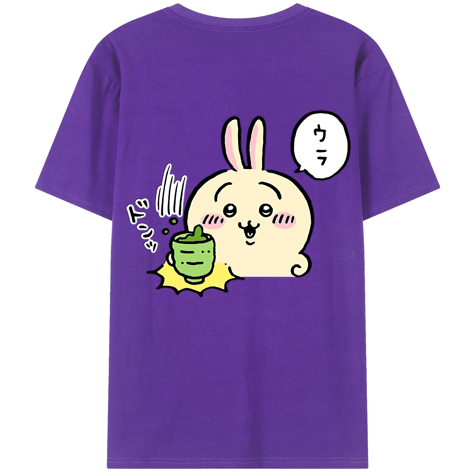 （画像用） ちいかわ うさぎ Chii-kawa usagi 綿100％半袖Tシャツ（背面プリント）