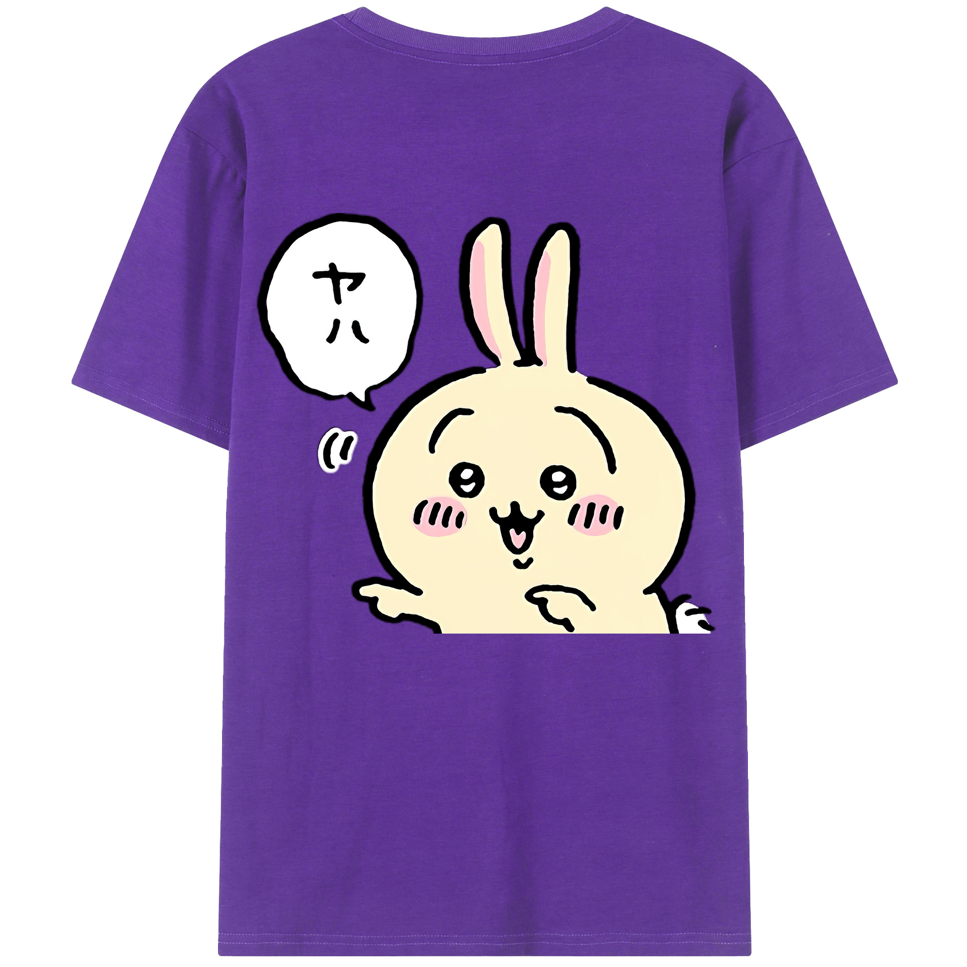 （画像用） ちいかわ うさぎ Chii-kawa usagi 綿100％半袖Tシャツ（背面プリント）