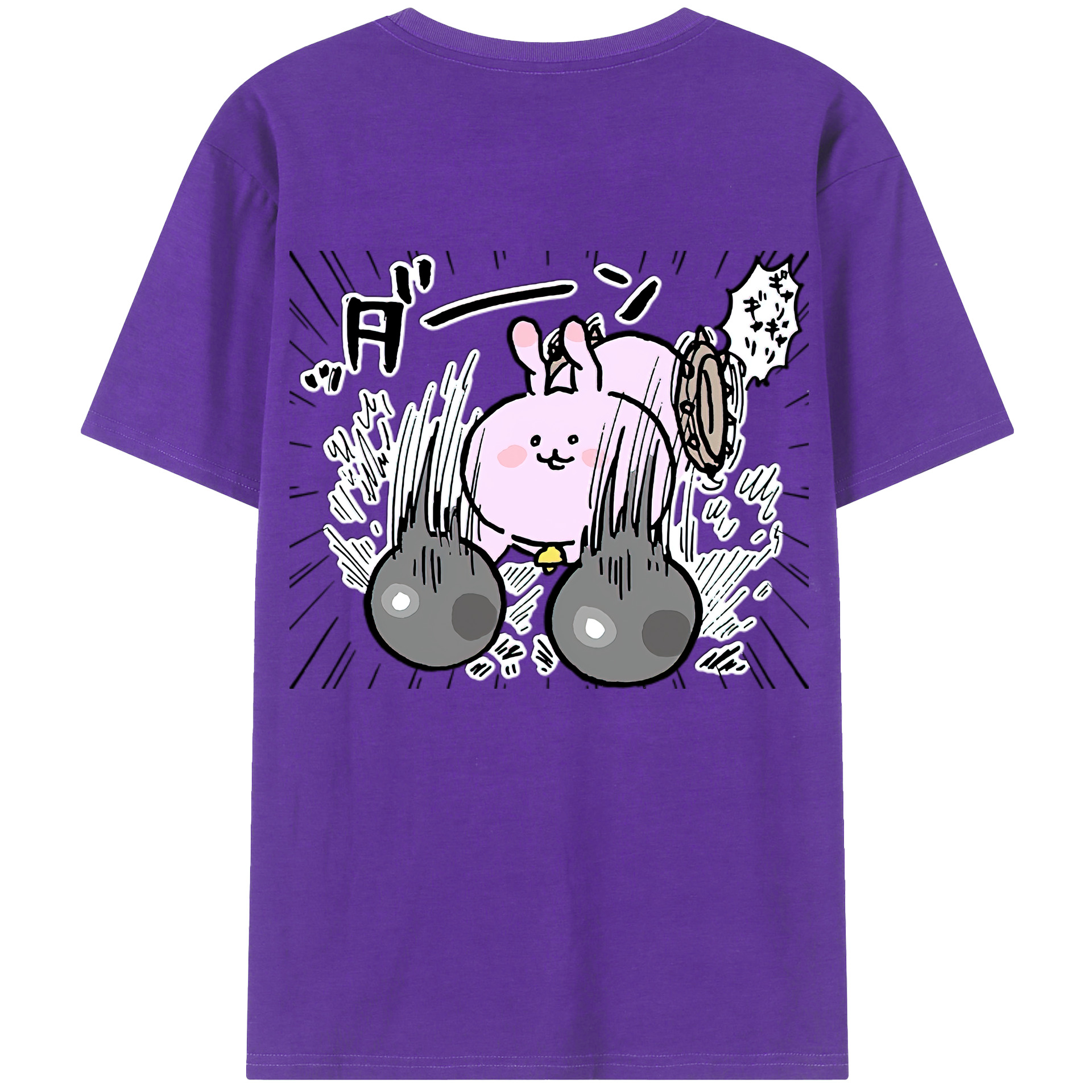 （画像用） ちいかわ うさぎ Chii-kawa usagi 綿100％半袖Tシャツ（背面プリント）