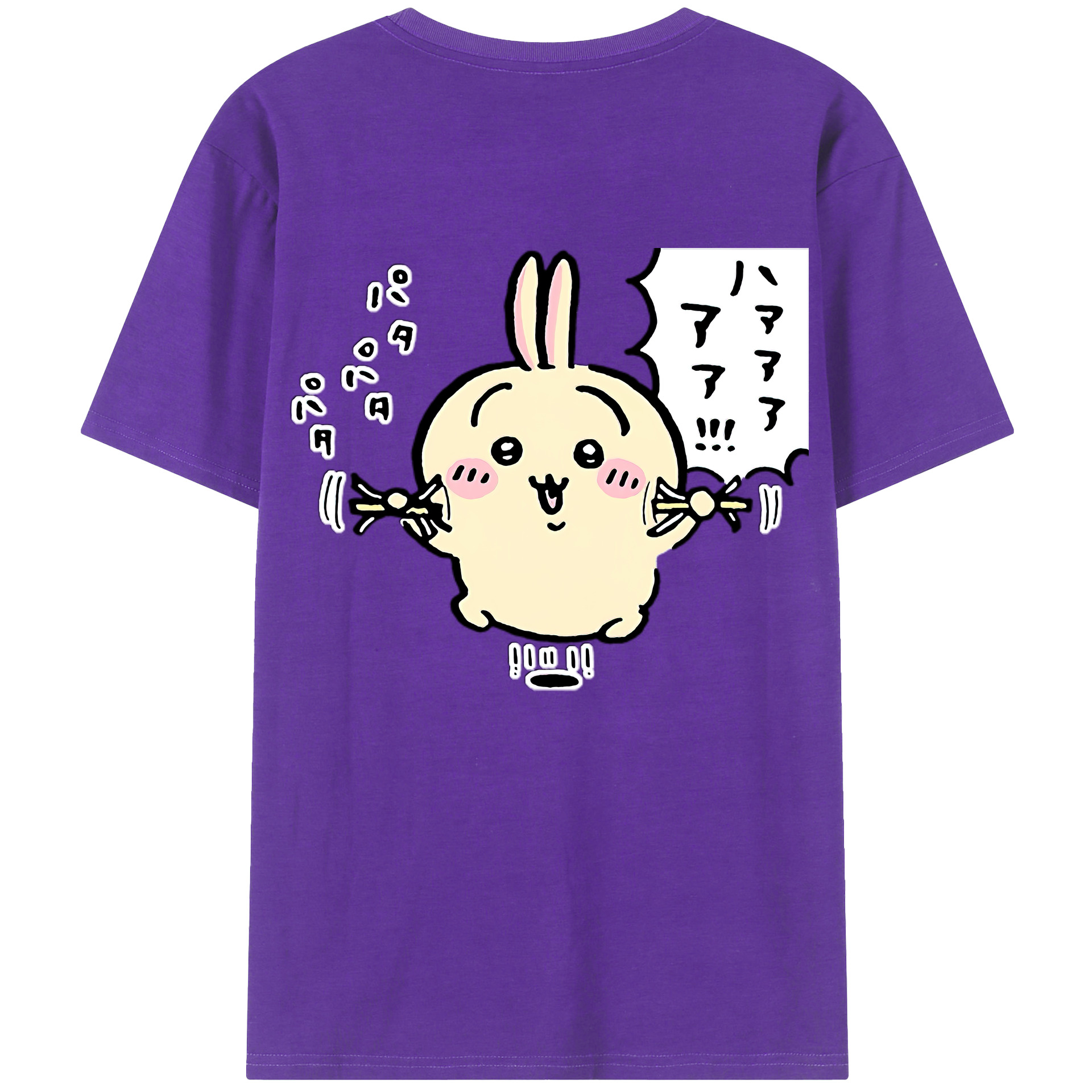（画像用） ちいかわ うさぎ Chii-kawa usagi 綿100％半袖Tシャツ（背面プリント）