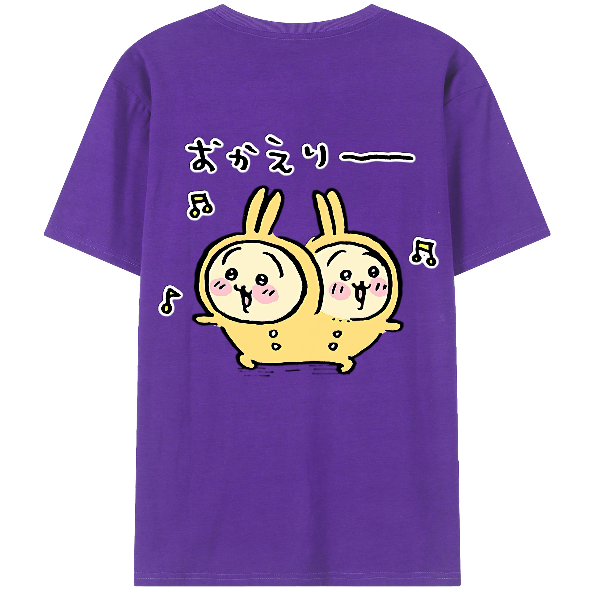 （画像用） ちいかわ うさぎ Chii-kawa usagi 綿100％半袖Tシャツ（背面プリント）