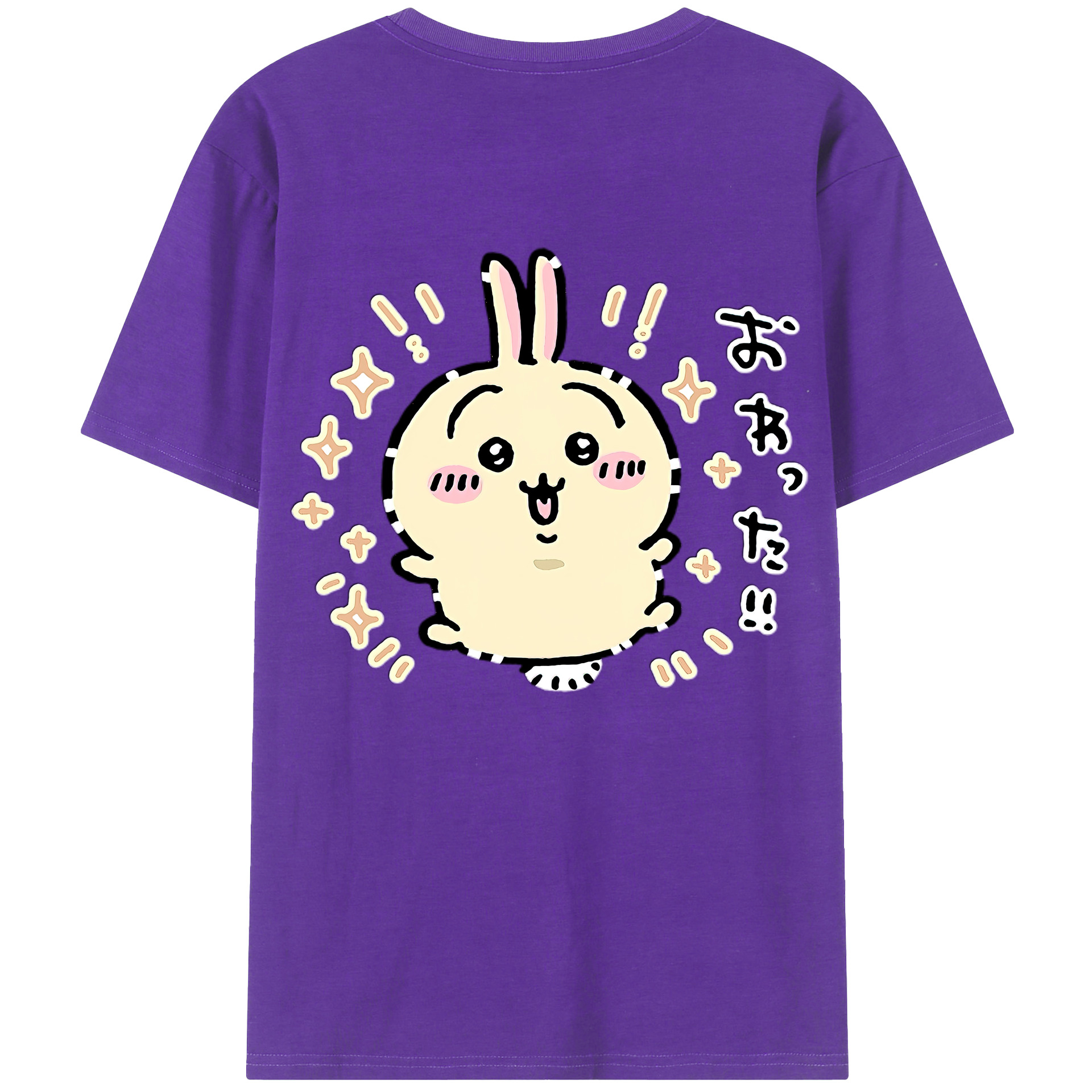 （画像用） ちいかわ うさぎ Chii-kawa usagi 綿100％半袖Tシャツ（背面プリント）