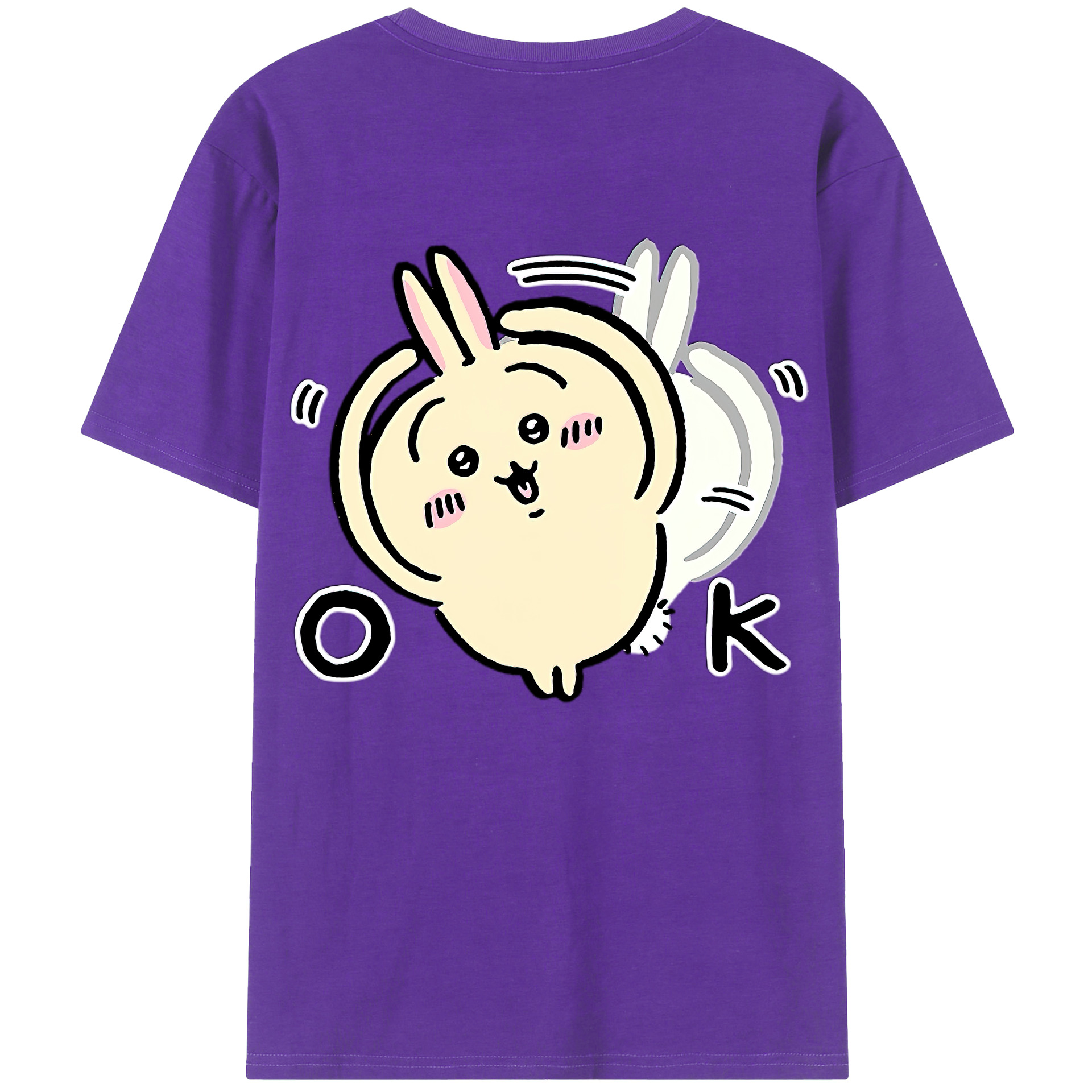 （画像用） ちいかわ うさぎ Chii-kawa usagi 綿100％半袖Tシャツ（背面プリント）