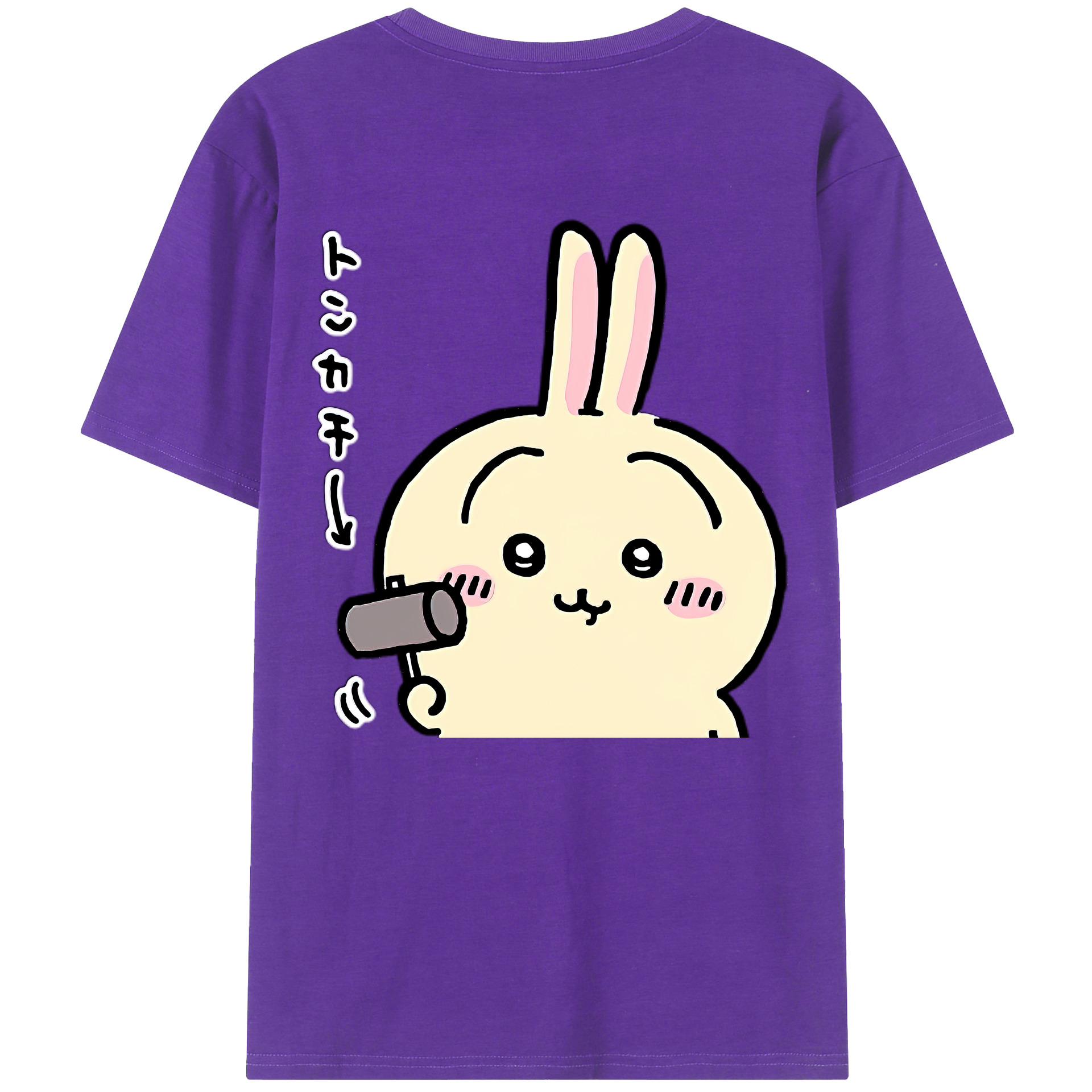 （画像用） ちいかわ うさぎ Chii-kawa usagi 綿100％半袖Tシャツ（背面プリント）
