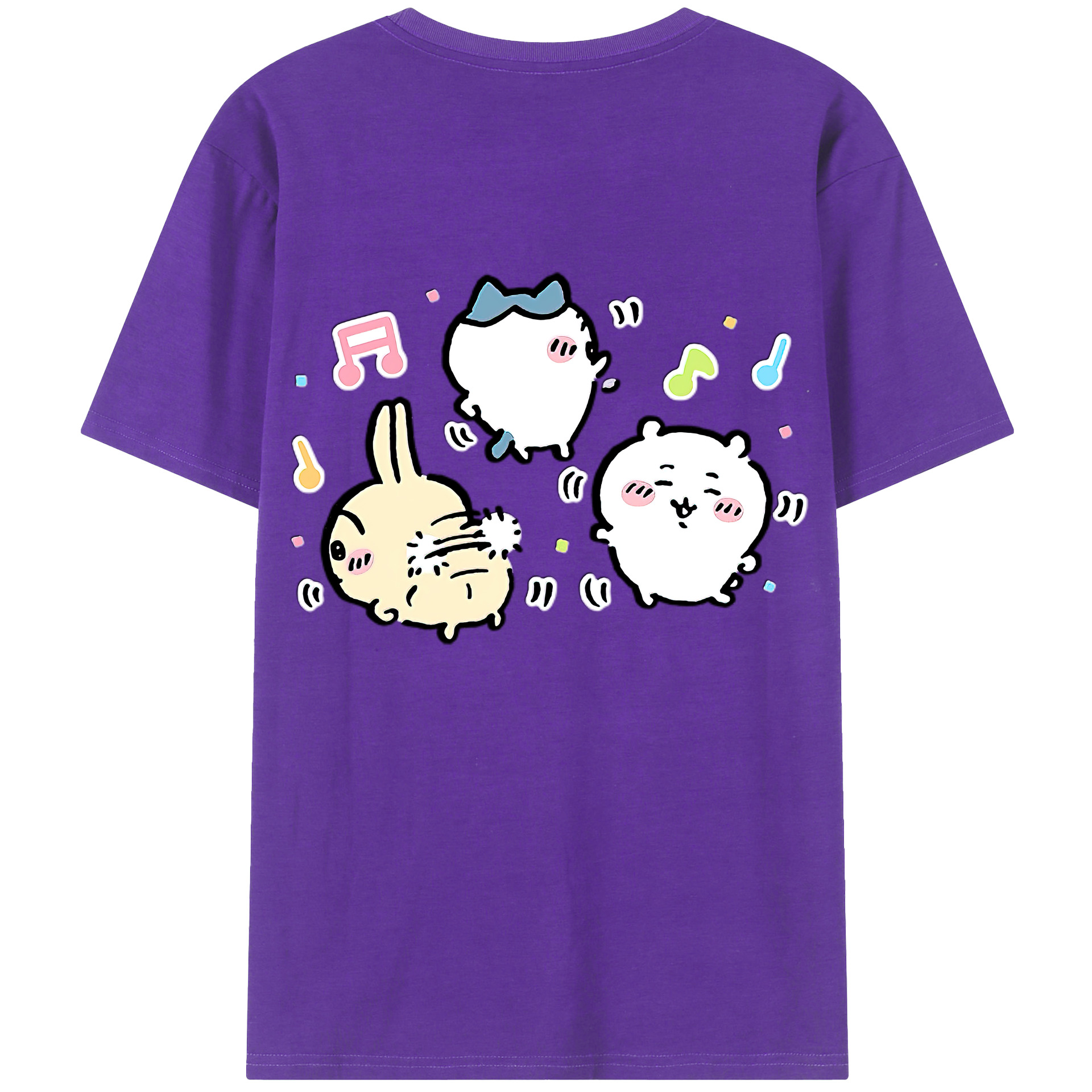 （画像用） ちいかわ うさぎ Chii-kawa usagi 綿100％半袖Tシャツ（背面プリント）