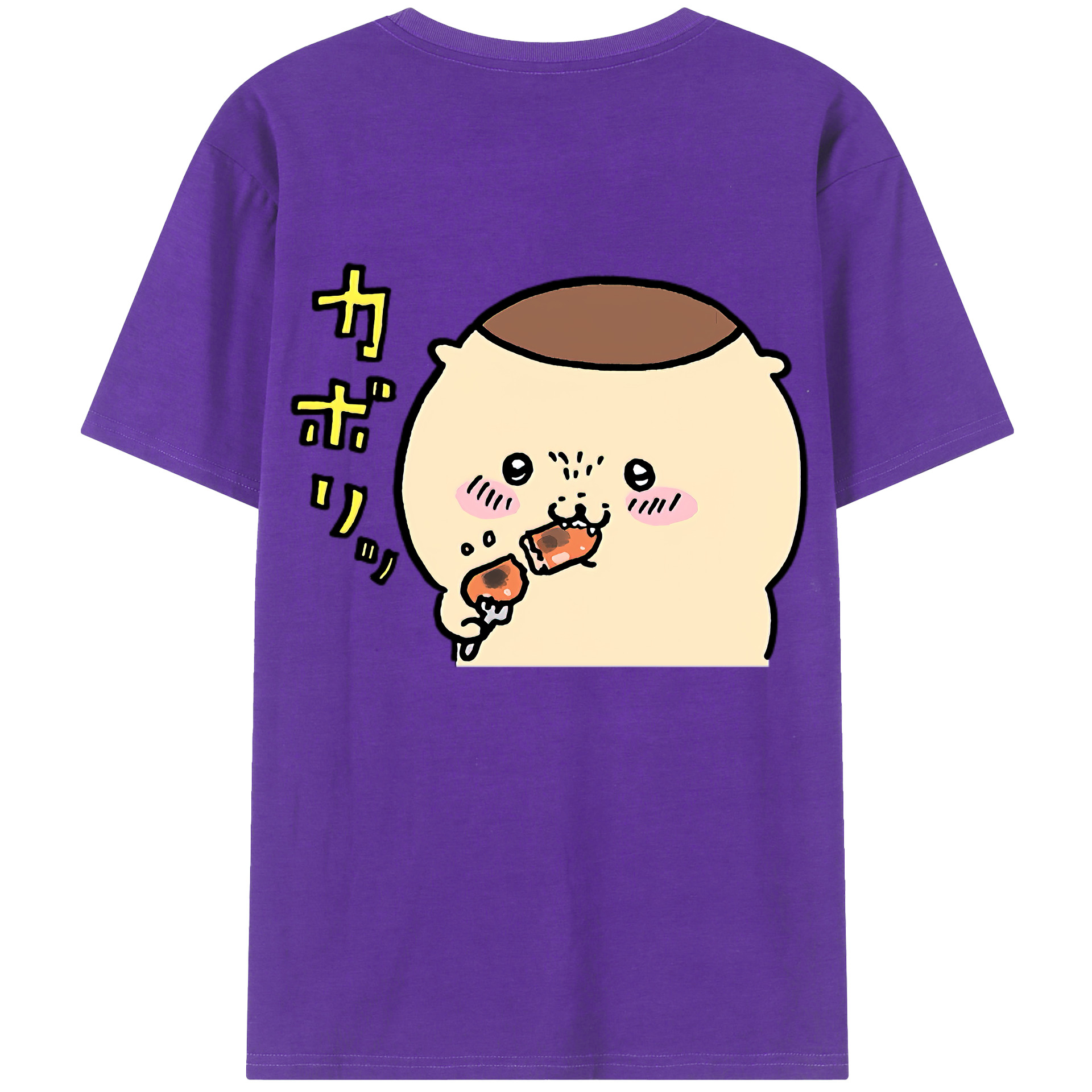 （画像用） ちいかわ くりまんじゅう Chii-kawa kuri manjū 綿100％半袖Tシャツ（背面プリント）