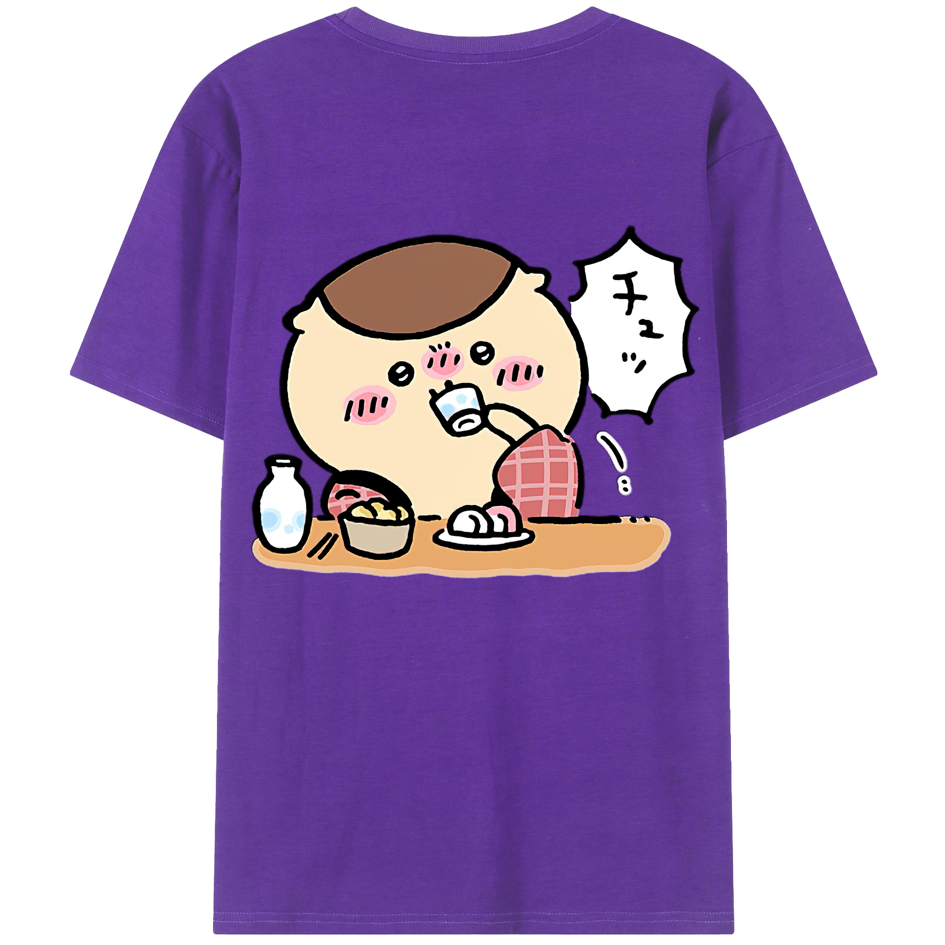 （画像用） ちいかわ くりまんじゅう Chii-kawa kuri manjū 綿100％半袖Tシャツ（背面プリント）