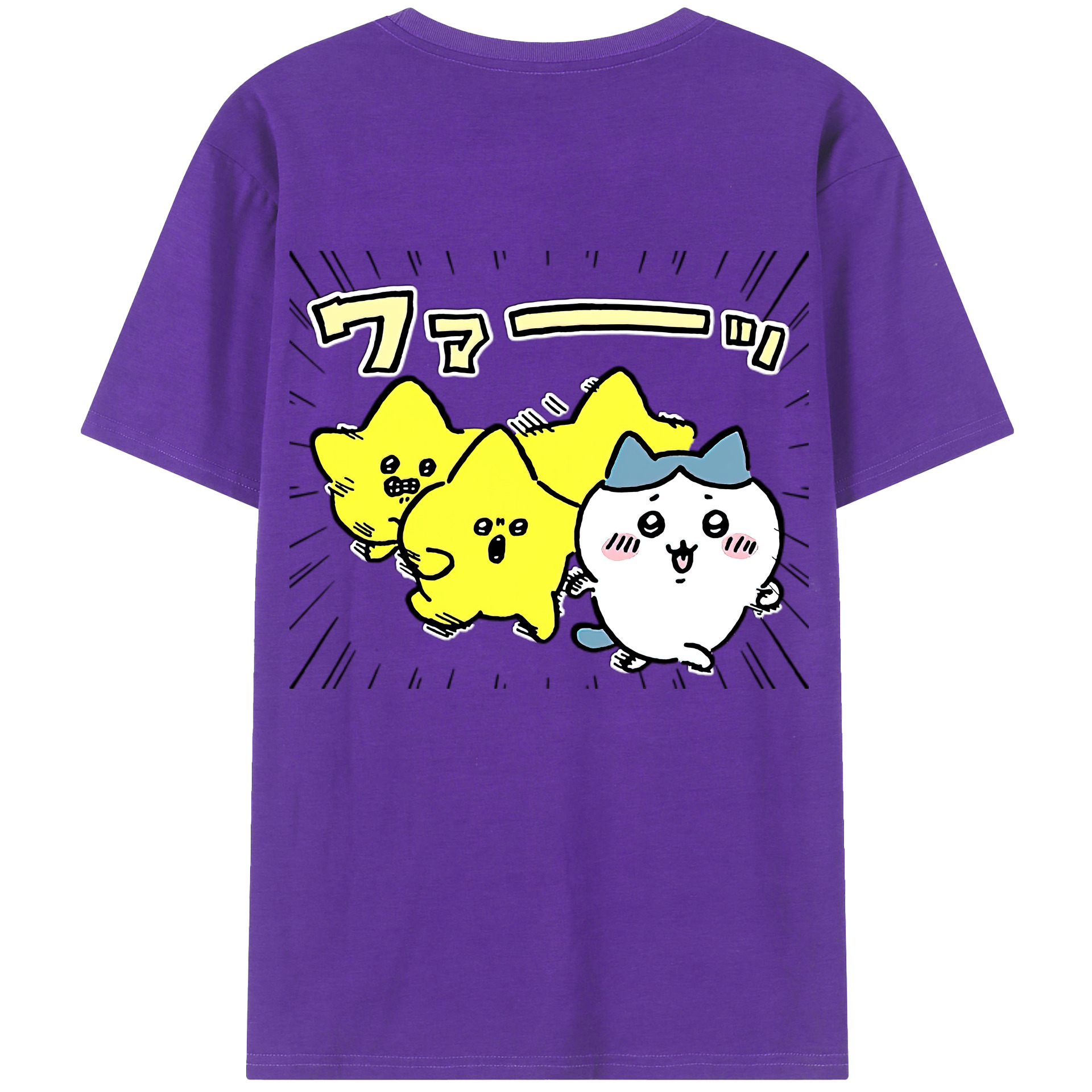 （画像用） ちいかわ 流れ星 Chii-kawa Shooting star 綿100％半袖Tシャツ（背面プリント）
