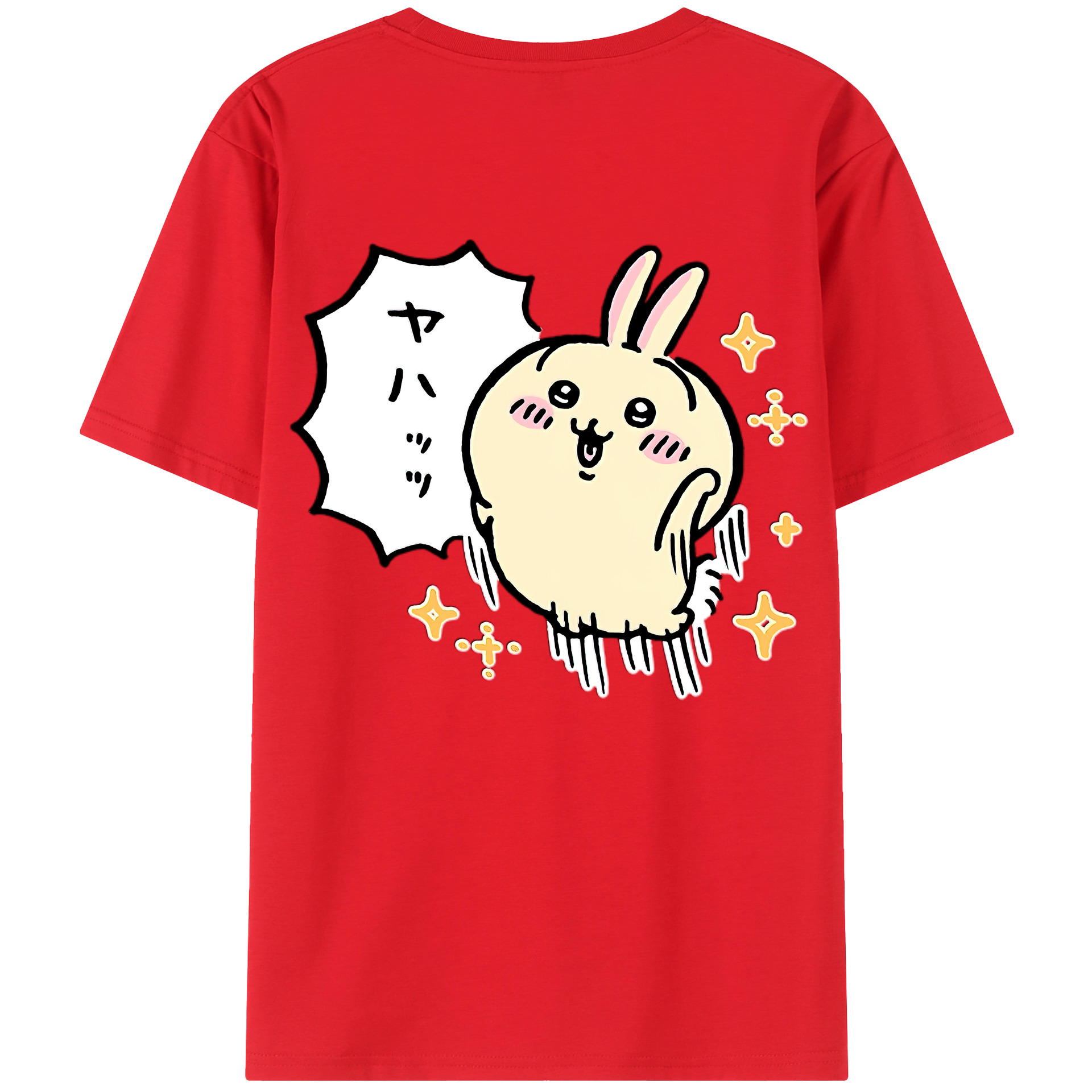（画像用） ちいかわ うさぎ Chii-kawa usagi 綿100％半袖Tシャツ（背面プリント）