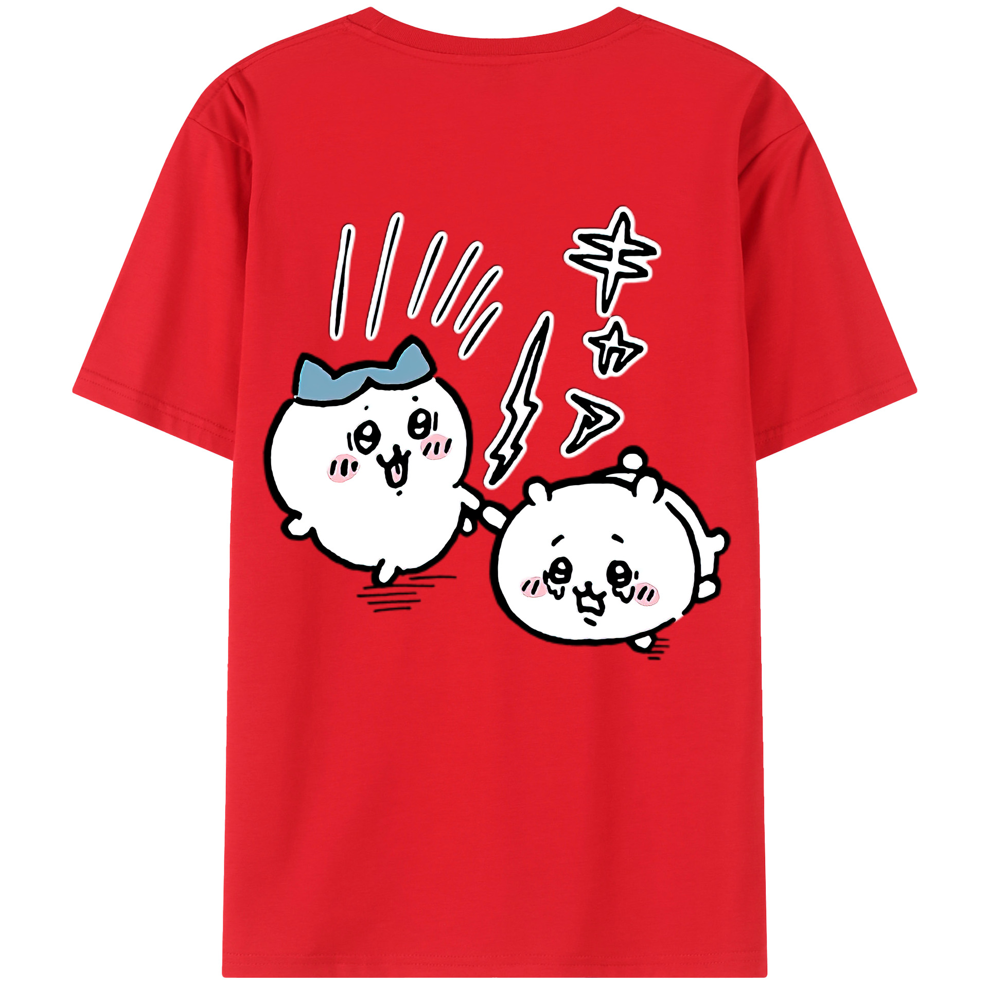 （画像用） ちいかわ ハチワレ Chii-kawa hachiware 綿100％半袖Tシャツ（背面プリント）