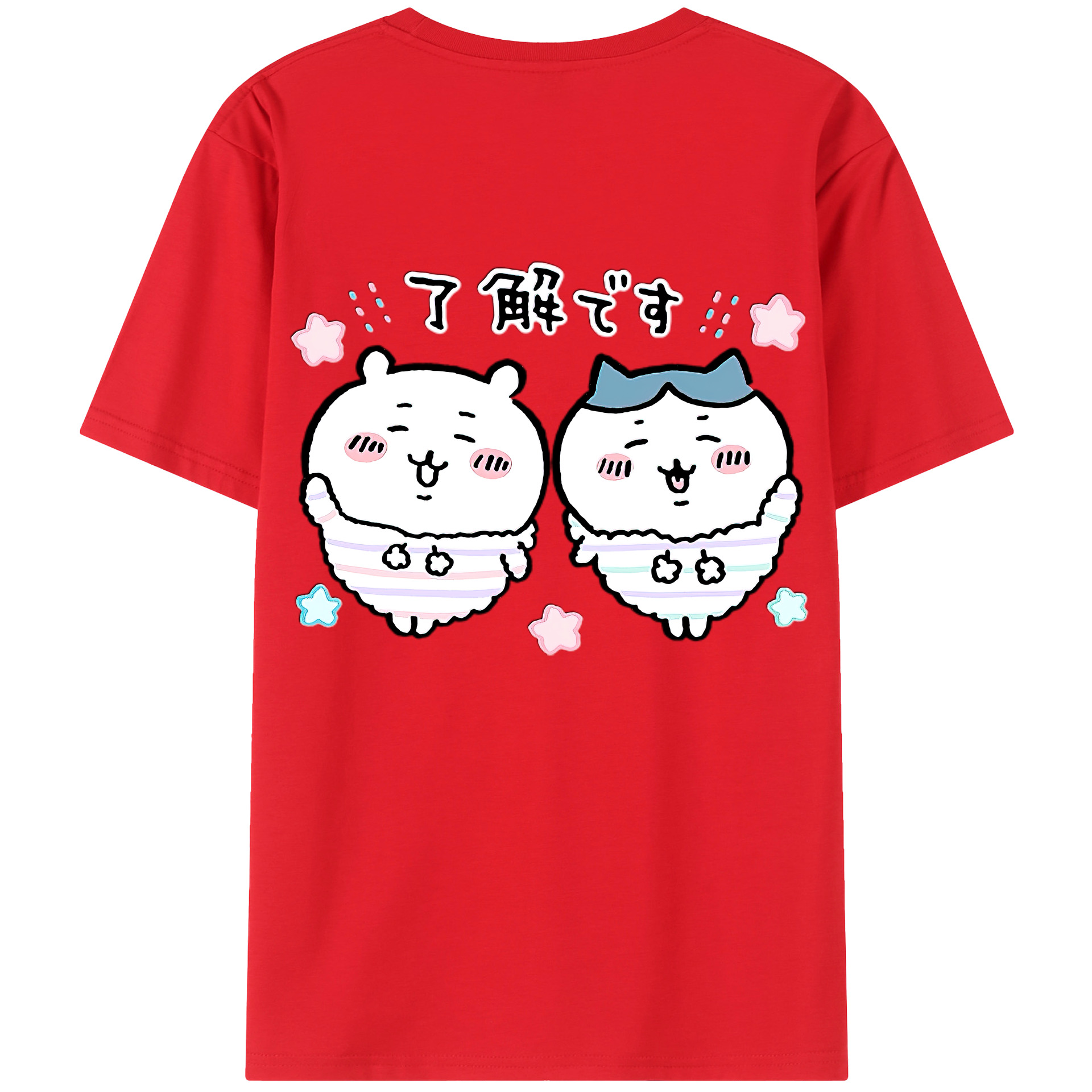 （画像用） ちいかわ ハチワレ Chii-kawa hachiware 綿100％半袖Tシャツ（背面プリント）