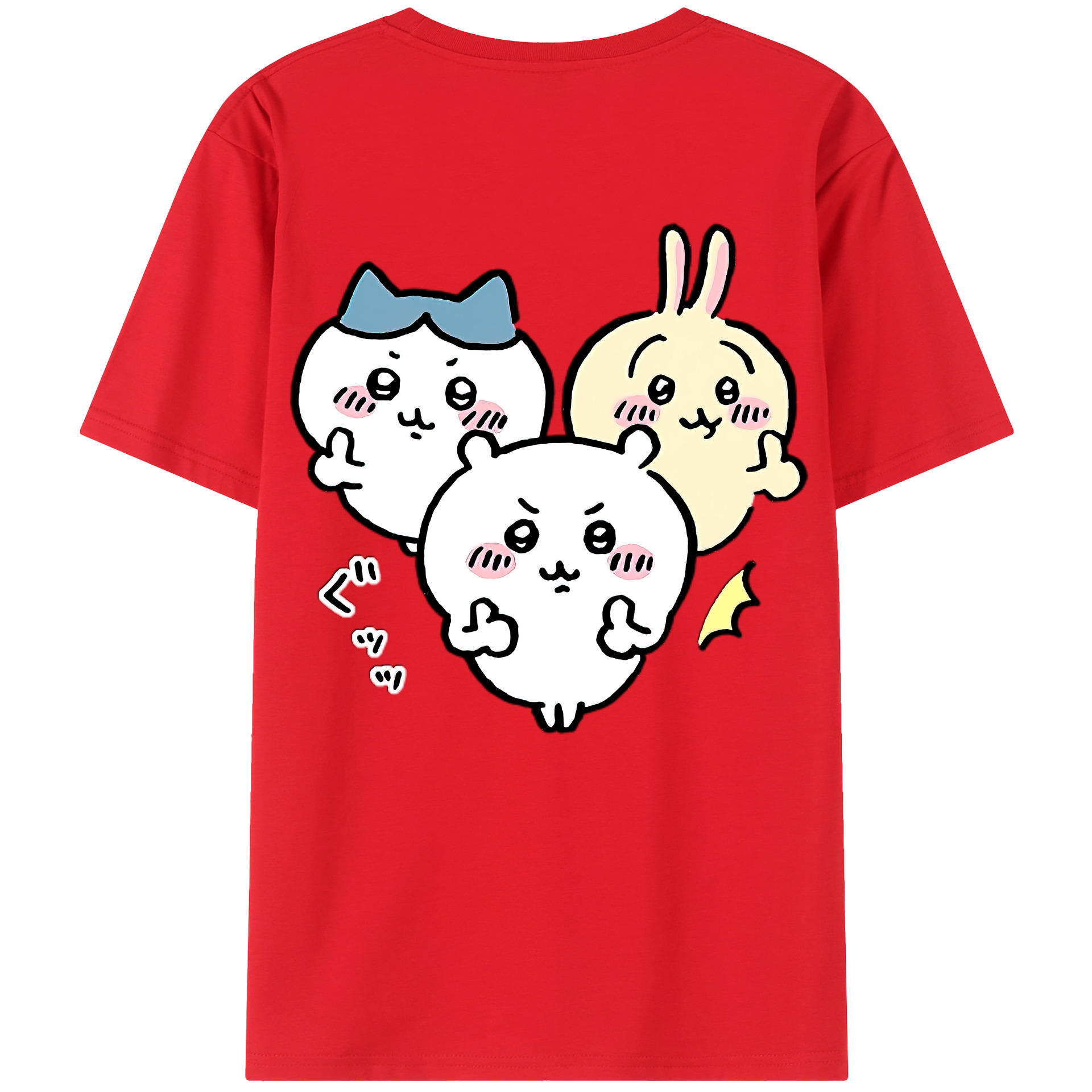 （画像用） ちいかわ うさぎ Chii-kawa usagi 綿100％半袖Tシャツ（背面プリント）