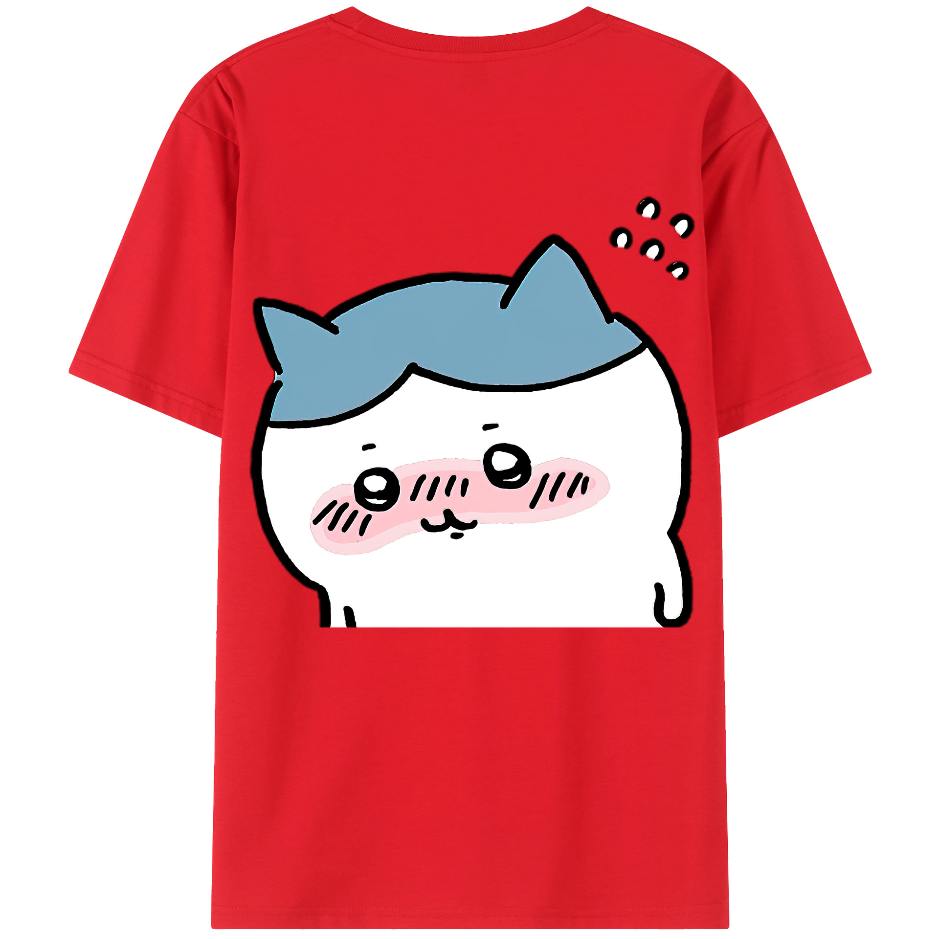 （画像用） ちいかわ ハチワレ Chii-kawa hachiware 綿100％半袖Tシャツ（背面プリント）