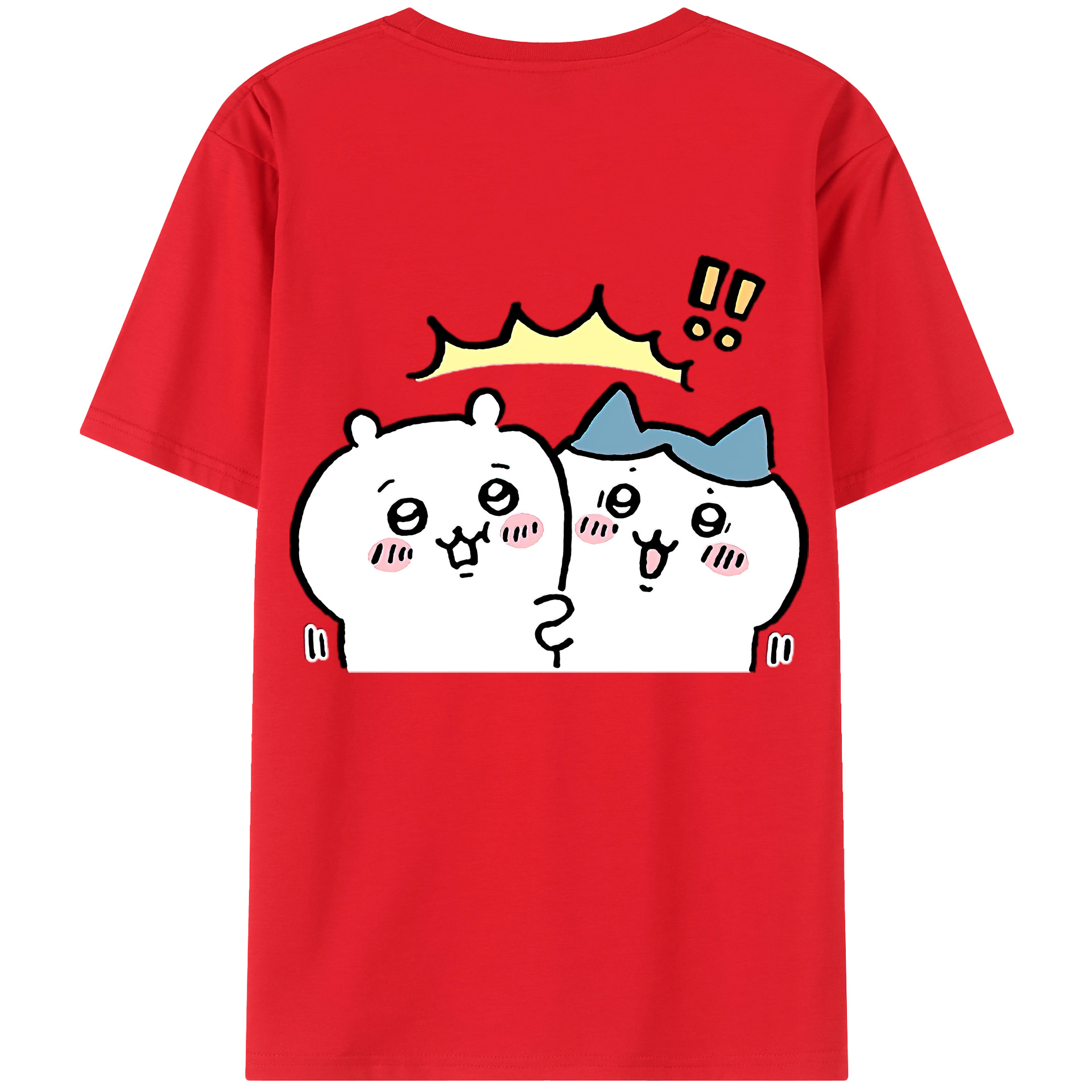 （画像用） ちいかわ ハチワレ Chii-kawa hachiware 綿100％半袖Tシャツ（背面プリント）
