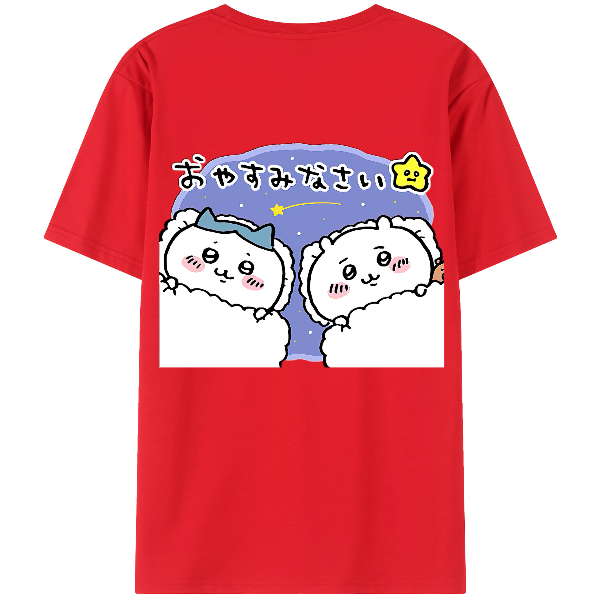 （画像用） ちいかわ ハチワレ Chii-kawa hachiware 綿100％半袖Tシャツ（背面プリント）