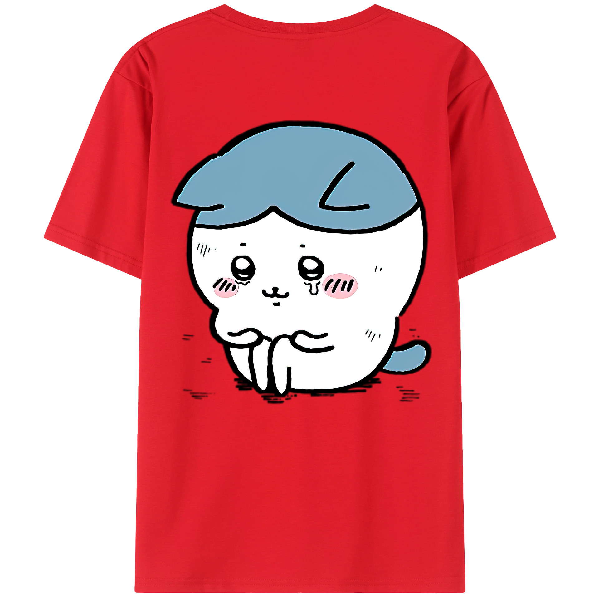（画像用） ちいかわ ハチワレ Chii-kawa hachiware 綿100％半袖Tシャツ（背面プリント）