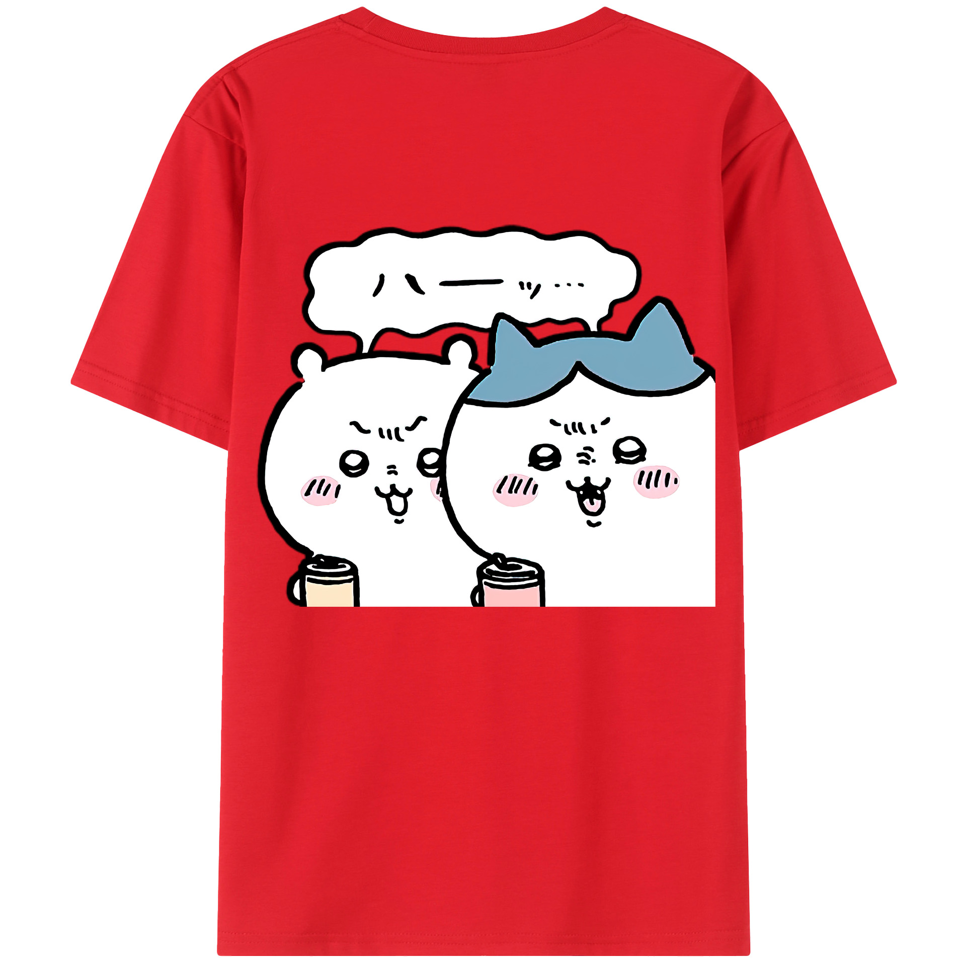 （画像用） ちいかわ ハチワレ Chii-kawa hachiware 綿100％半袖Tシャツ（背面プリント）