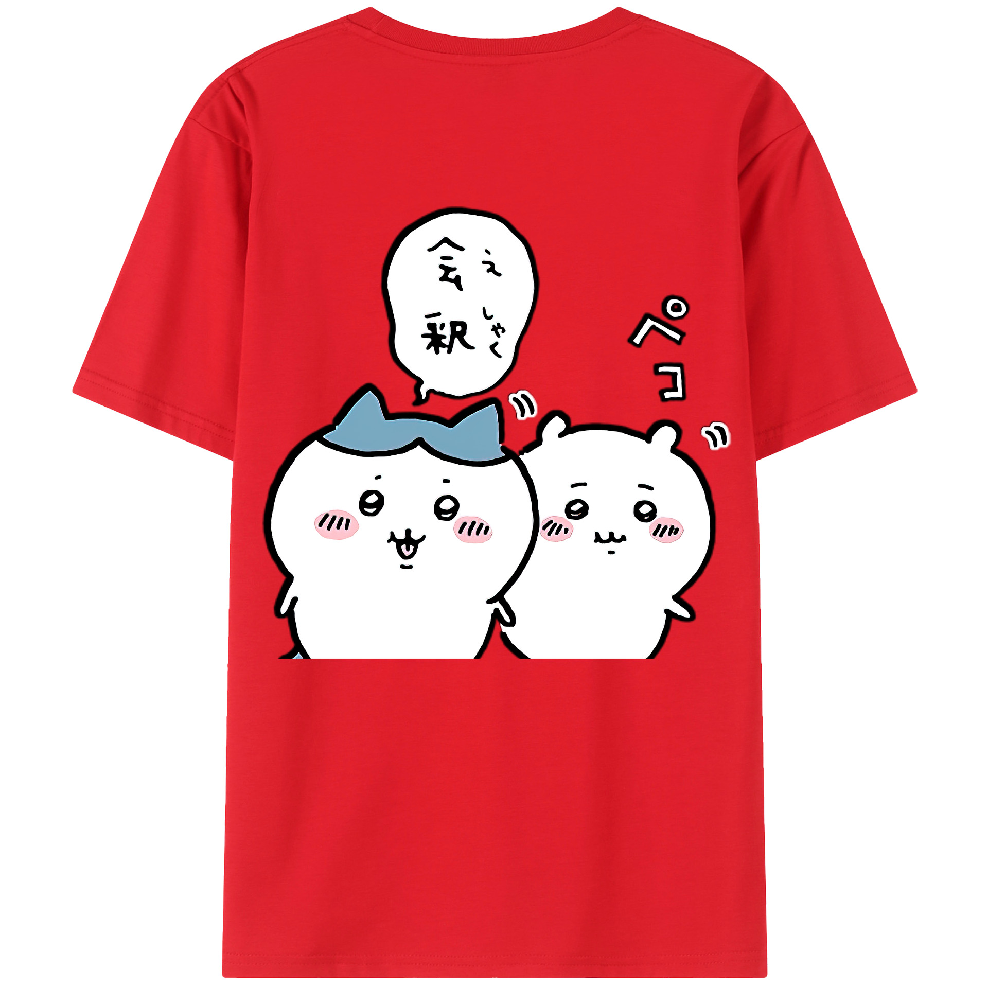 （画像用） ちいかわ ハチワレ Chii-kawa hachiware 綿100％半袖Tシャツ（背面プリント）