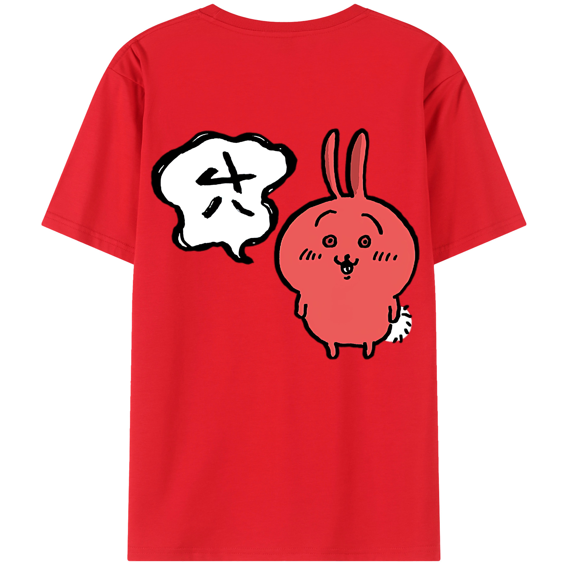 （画像用） ちいかわ ハチワレ Chii-kawa hachiware 綿100％半袖Tシャツ（背面プリント）