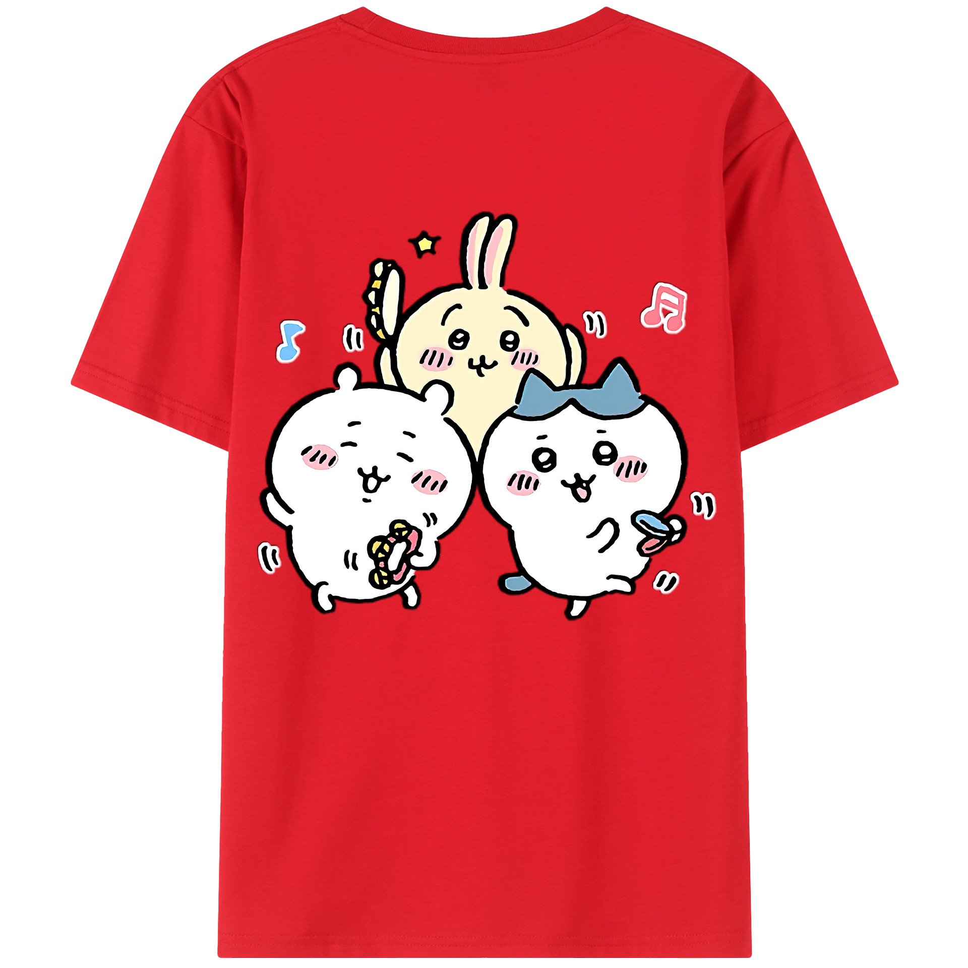 （画像用） ちいかわ ハチワレ Chii-kawa hachiware 綿100％半袖Tシャツ（背面プリント）