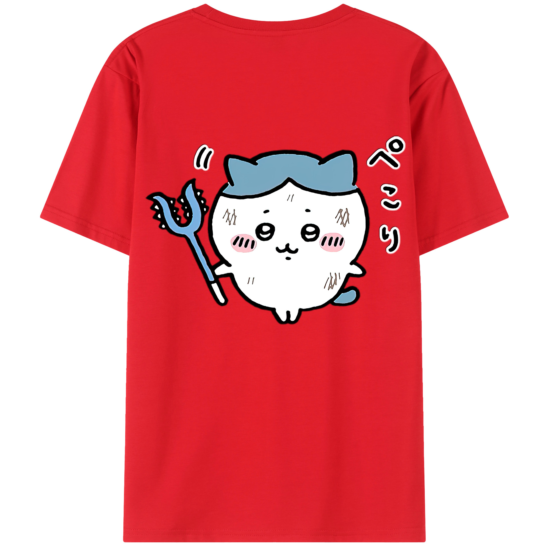 （画像用） ちいかわ ハチワレ Chii-kawa hachiware 綿100％半袖Tシャツ（背面プリント）