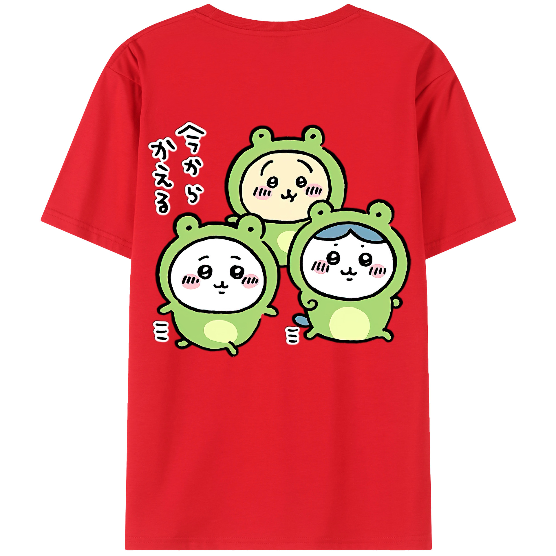 （画像用） ちいかわ ハチワレ Chii-kawa hachiware 綿100％半袖Tシャツ（背面プリント）
