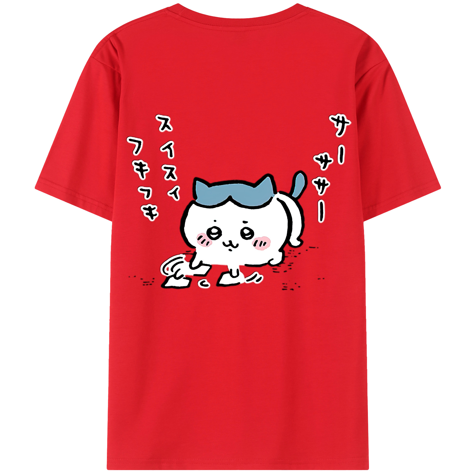 （画像用） ちいかわ ハチワレ Chii-kawa hachiware 綿100％半袖Tシャツ（背面プリント）