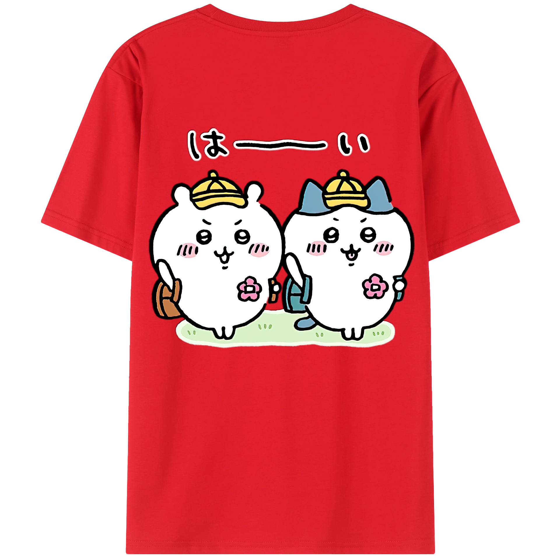 （画像用） ちいかわ ハチワレ Chii-kawa hachiware 綿100％半袖Tシャツ（背面プリント）