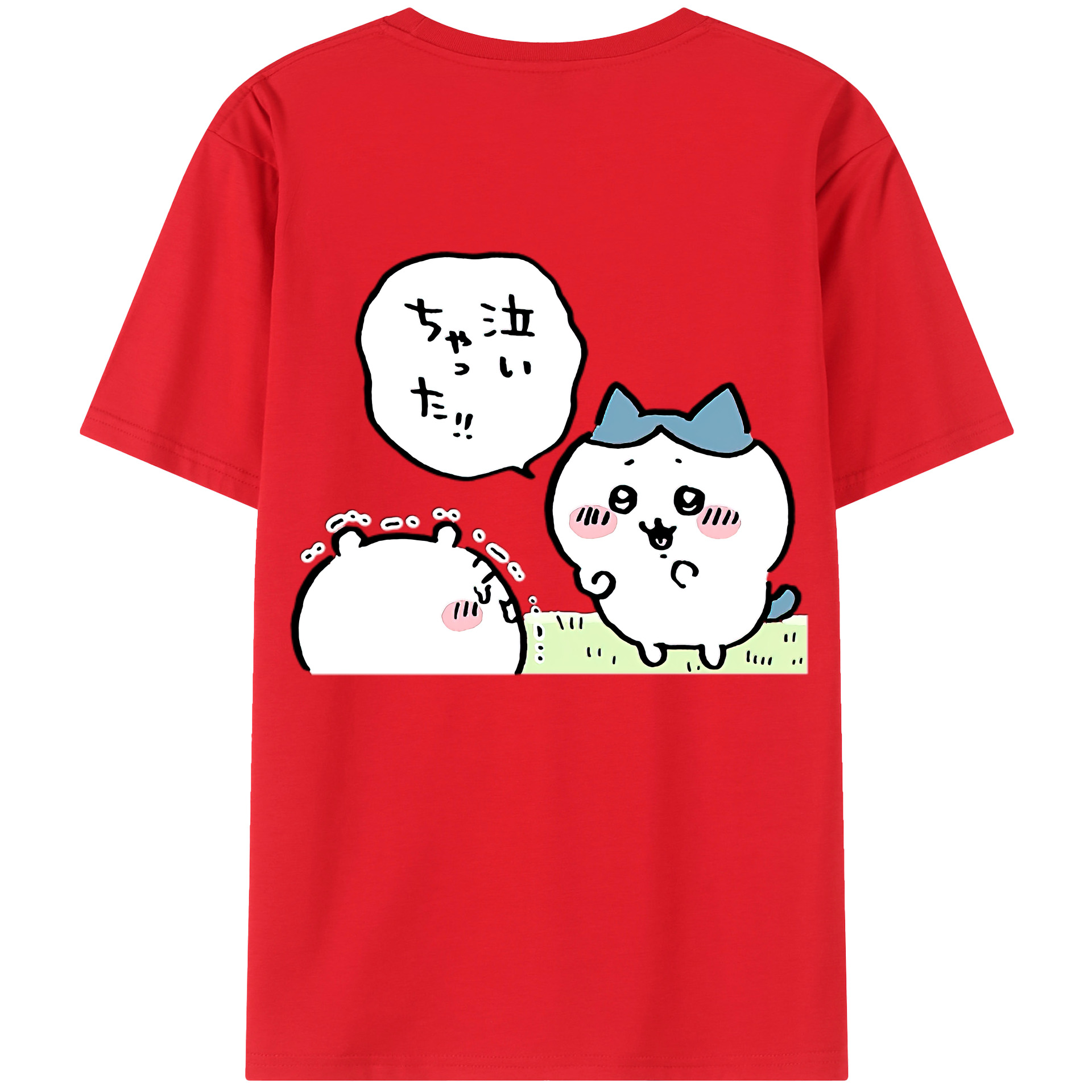 （画像用） ちいかわ ハチワレ Chii-kawa hachiware 綿100％半袖Tシャツ（背面プリント）
