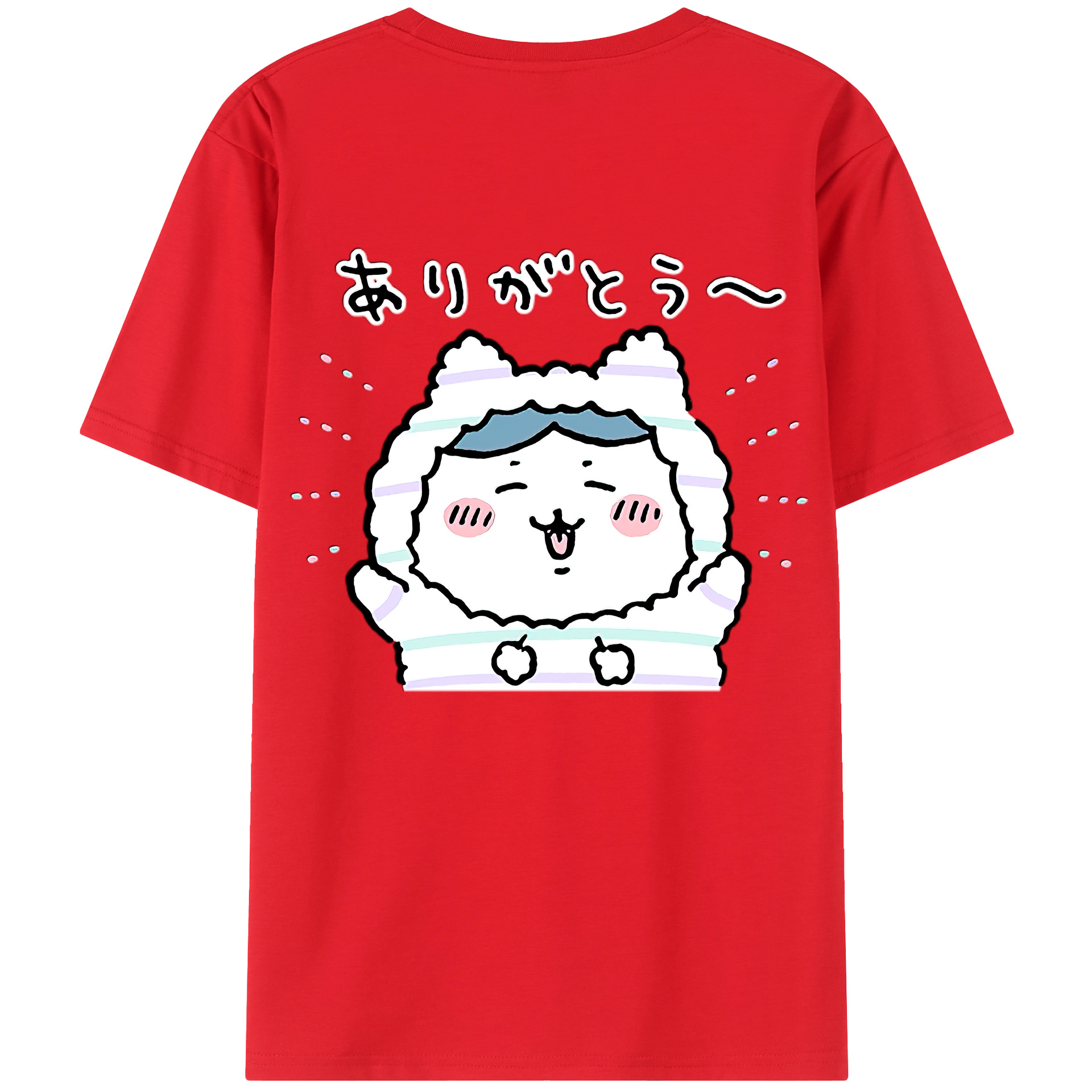 （画像用） ちいかわ ハチワレ Chii-kawa hachiware 綿100％半袖Tシャツ（背面プリント）