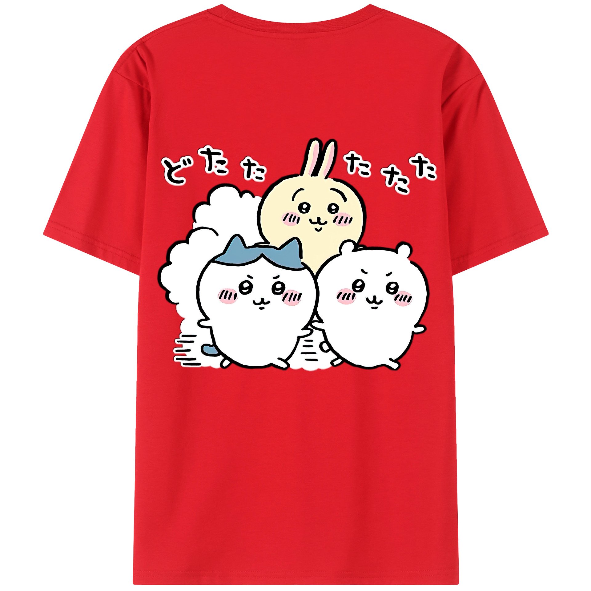 （画像用） ちいかわ ハチワレ Chii-kawa hachiware 綿100％半袖Tシャツ（背面プリント）