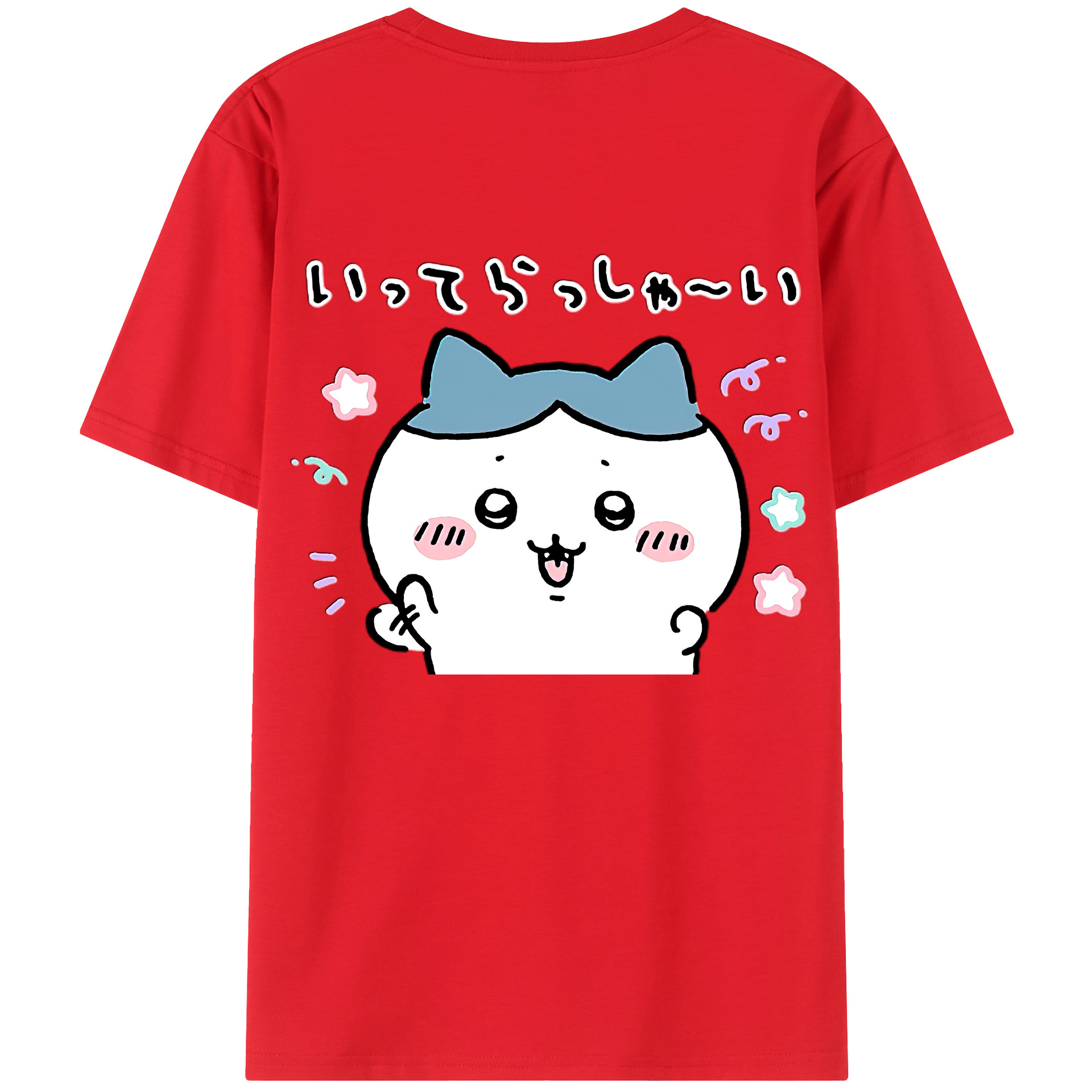 （画像用） ちいかわ ハチワレ Chii-kawa hachiware 綿100％半袖Tシャツ（背面プリント）