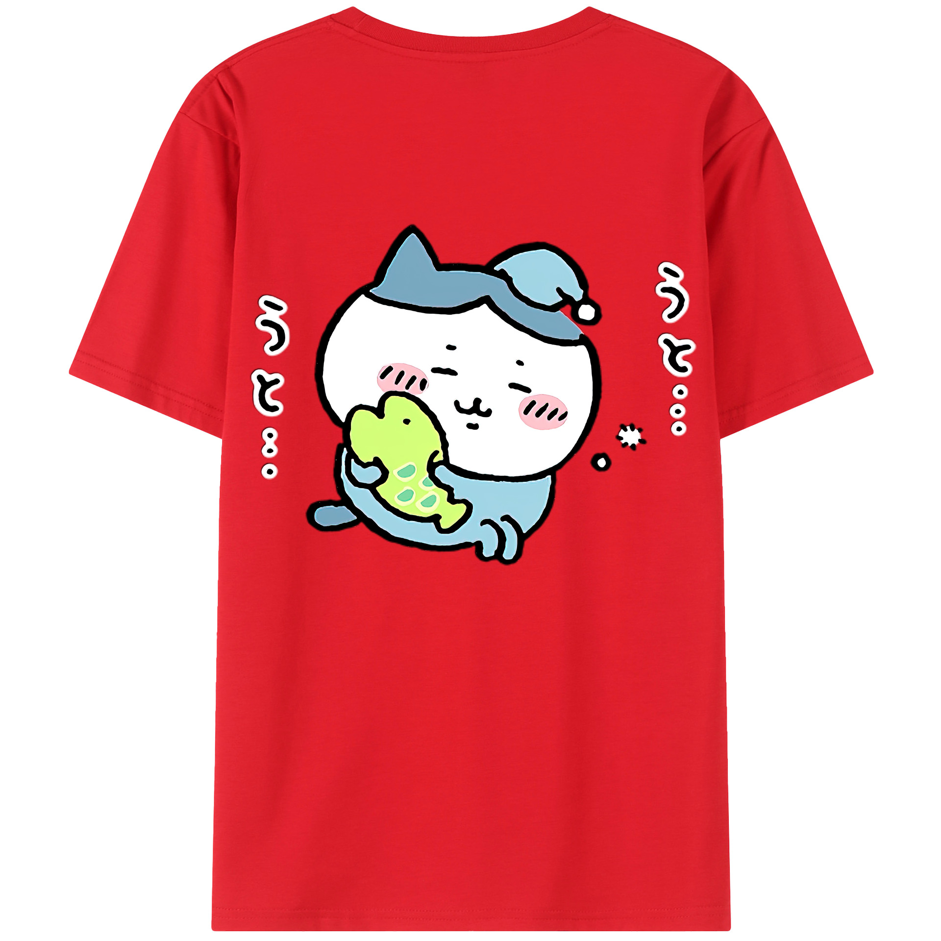 （画像用） ちいかわ ハチワレ Chii-kawa hachiware 綿100％半袖Tシャツ（背面プリント）