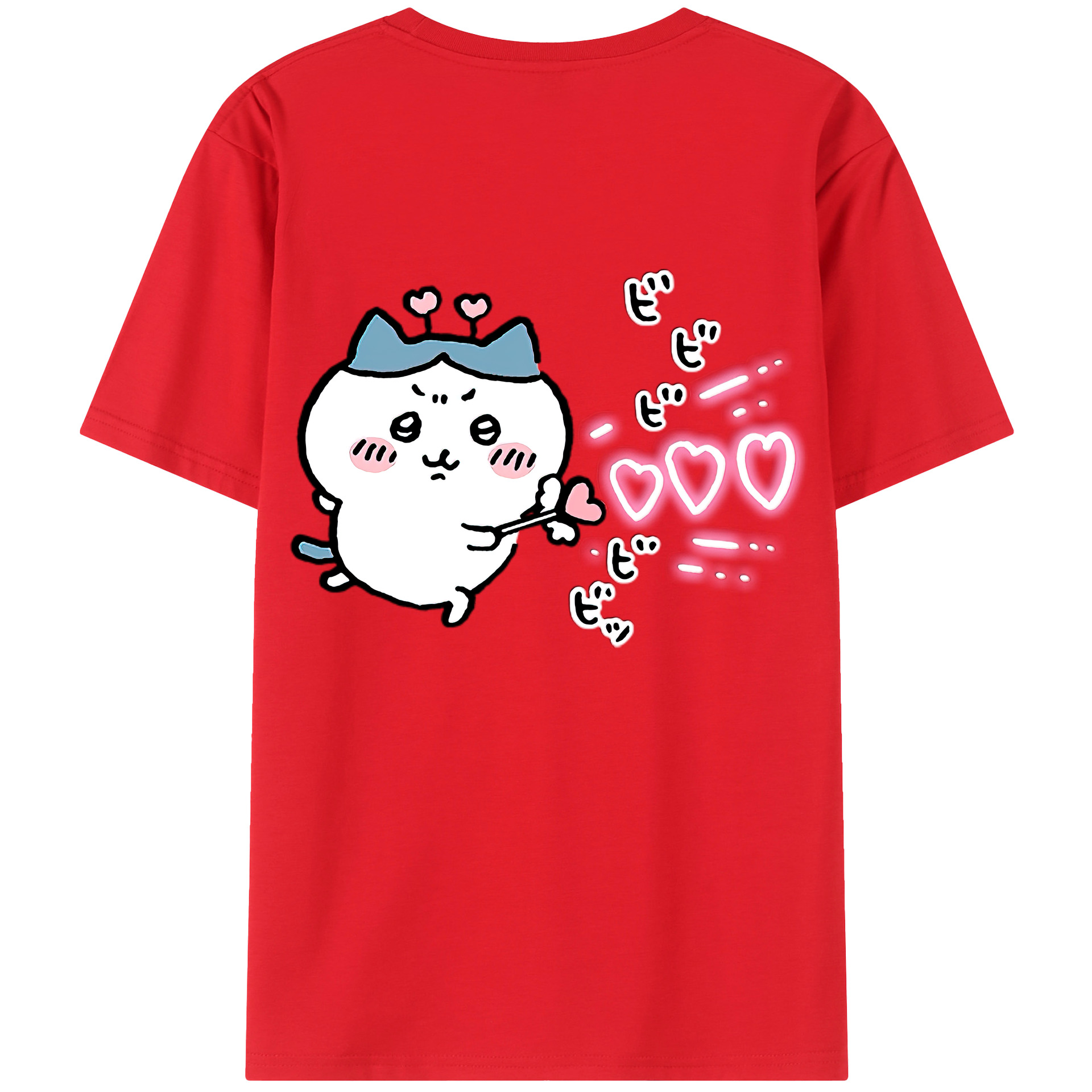 （画像用） ちいかわ ハチワレ Chii-kawa hachiware 綿100％半袖Tシャツ（背面プリント）