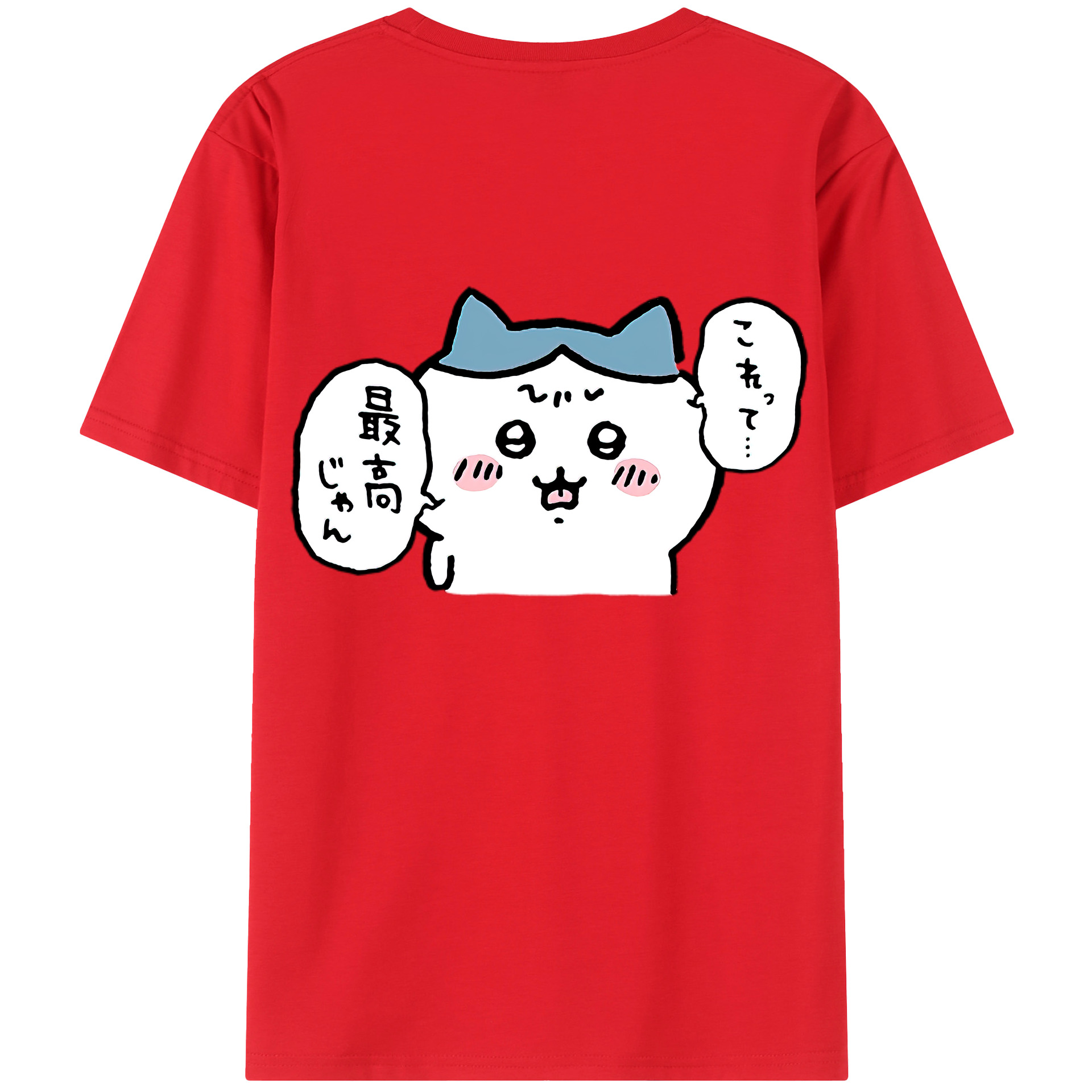 （画像用） ちいかわ ハチワレ Chii-kawa hachiware 綿100％半袖Tシャツ（背面プリント）