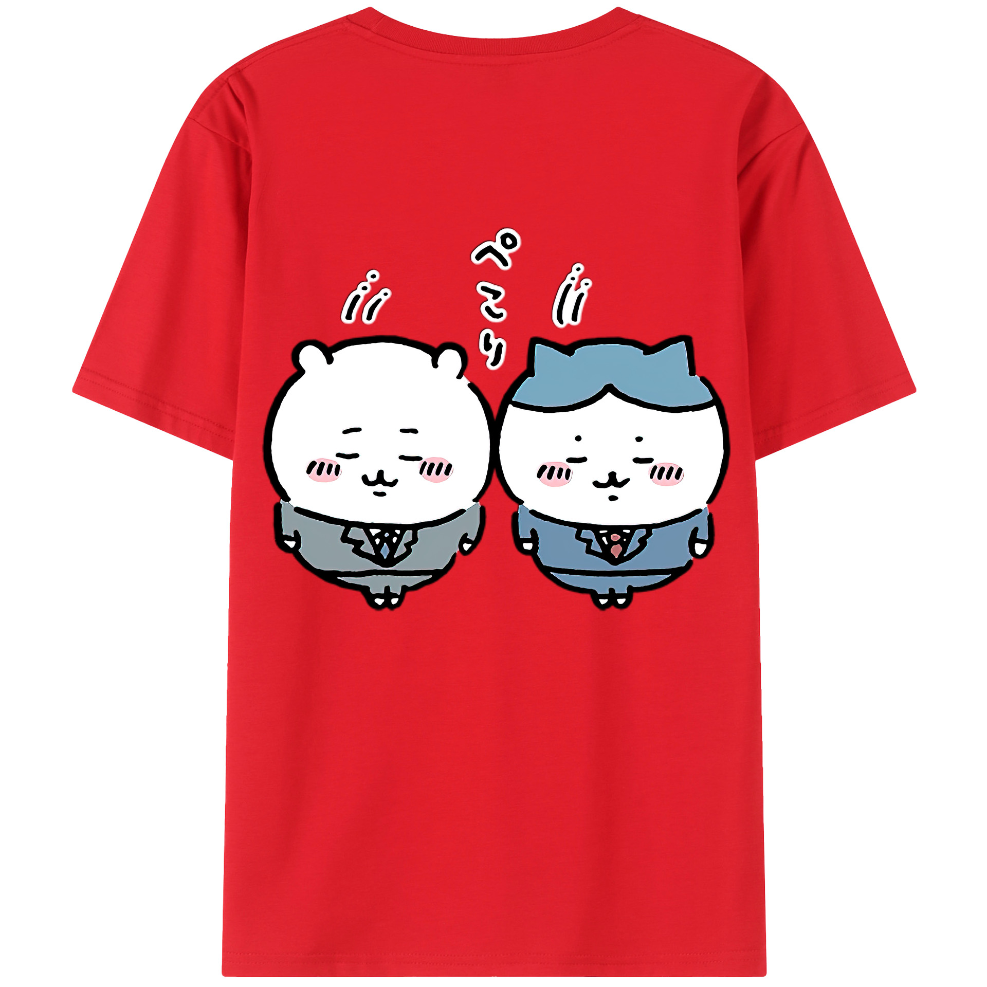 （画像用） ちいかわ ハチワレ Chii-kawa hachiware 綿100％半袖Tシャツ（背面プリント）