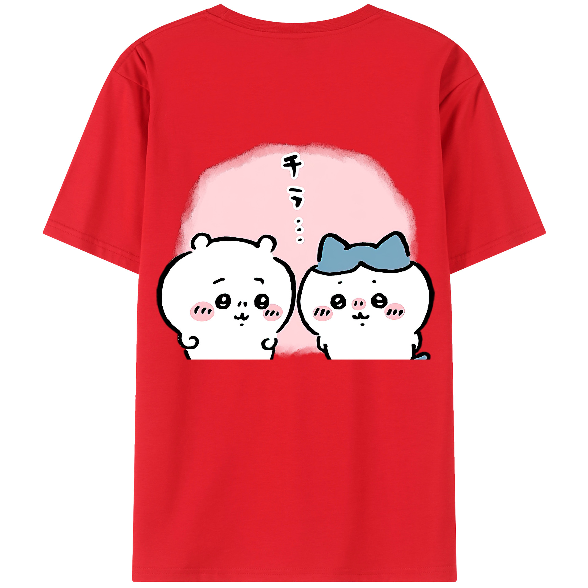 （画像用） ちいかわ ハチワレ Chii-kawa hachiware 綿100％半袖Tシャツ（背面プリント）