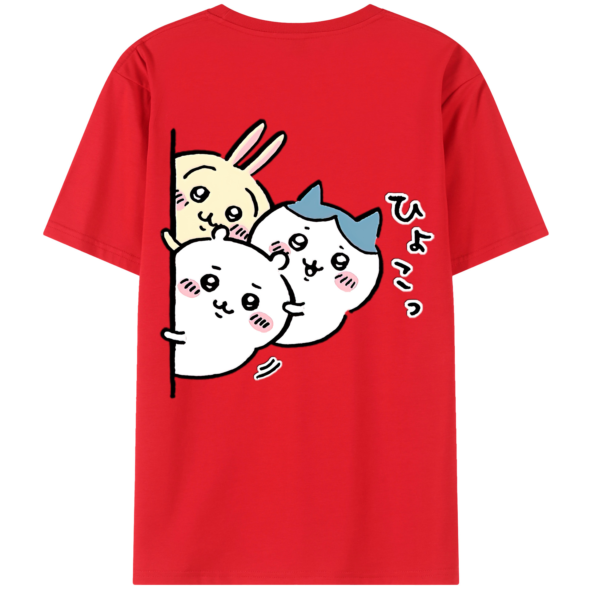 （画像用） ちいかわ うさぎ Chii-kawa usagi 綿100％半袖Tシャツ（背面プリント）
