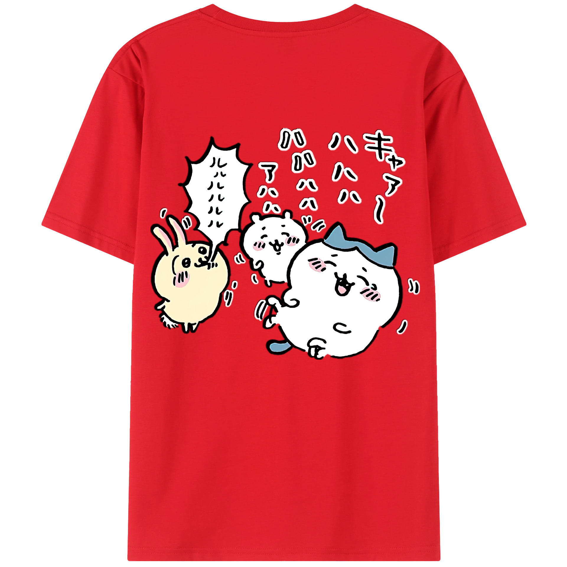 （画像用） ちいかわ うさぎ Chii-kawa usagi 綿100％半袖Tシャツ（背面プリント）