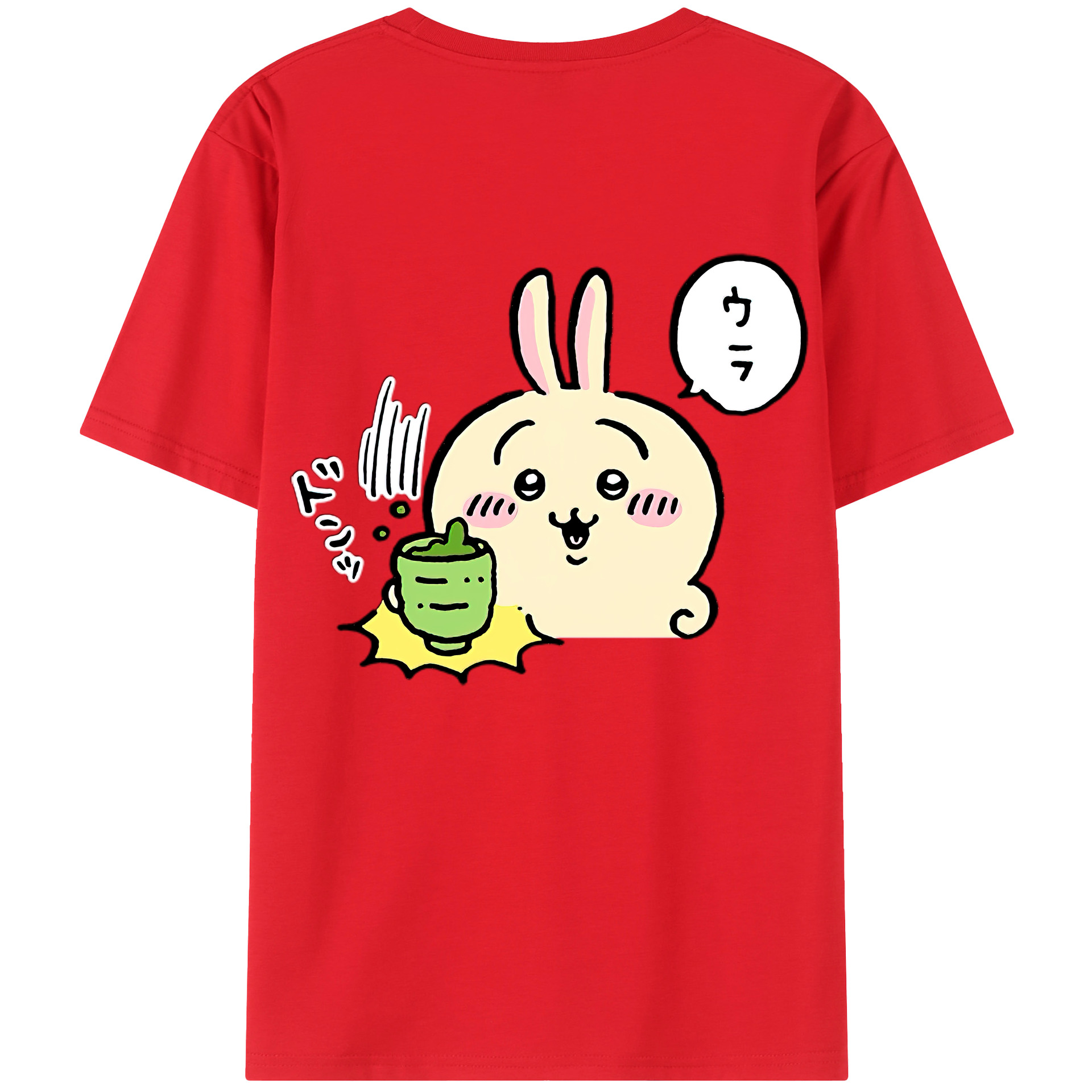 （画像用） ちいかわ うさぎ Chii-kawa usagi 綿100％半袖Tシャツ（背面プリント）