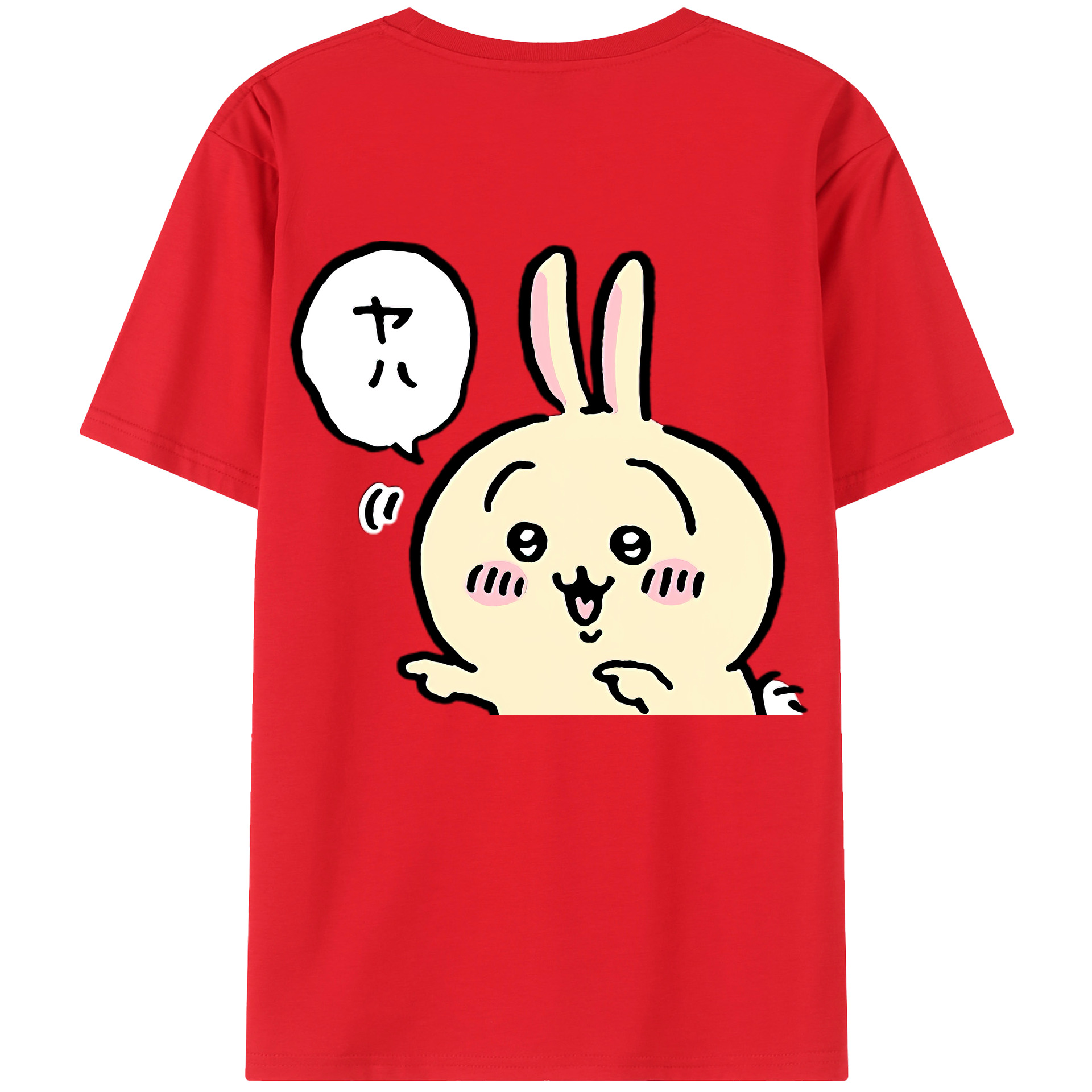 （画像用） ちいかわ うさぎ Chii-kawa usagi 綿100％半袖Tシャツ（背面プリント）