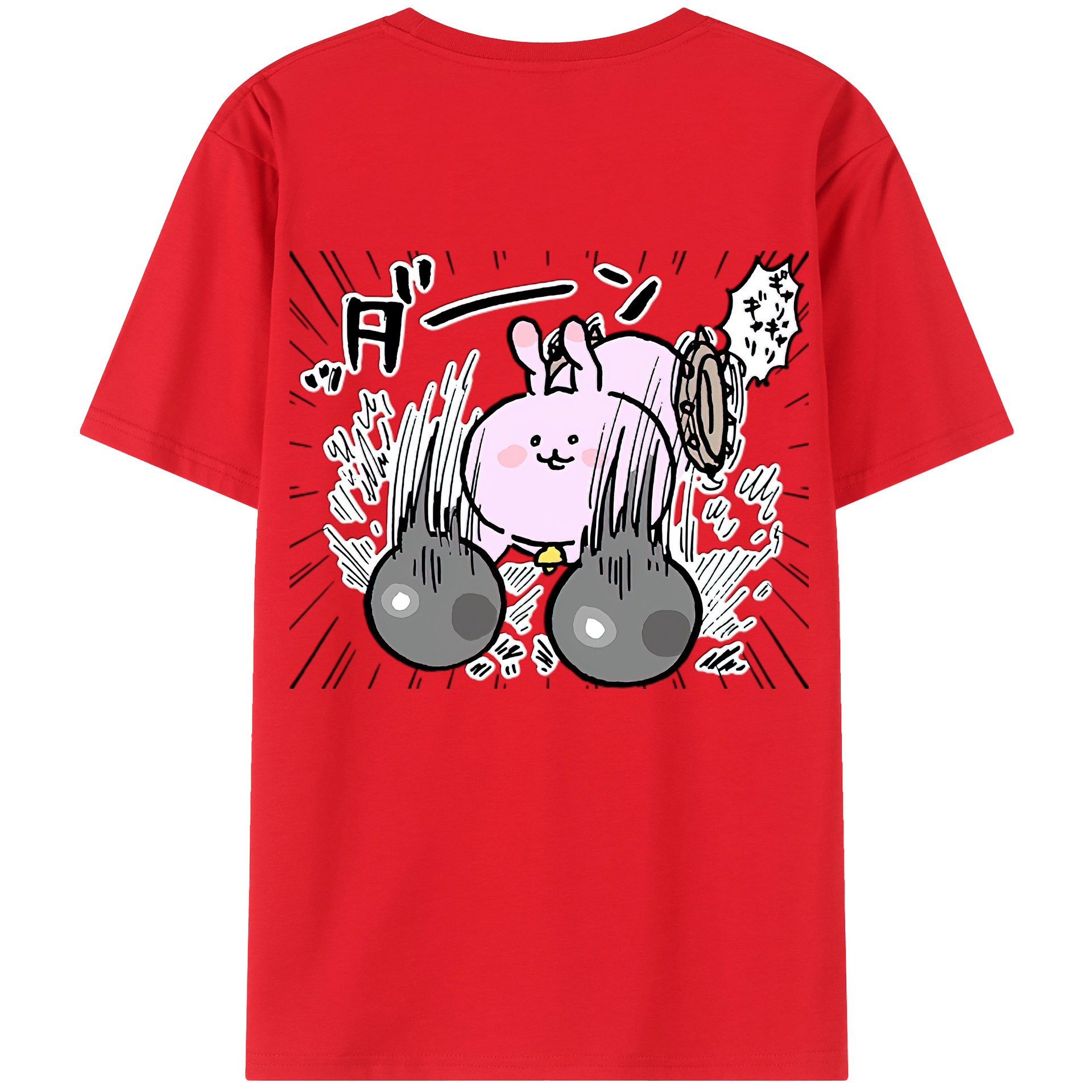 （画像用） ちいかわ うさぎ Chii-kawa usagi 綿100％半袖Tシャツ（背面プリント）
