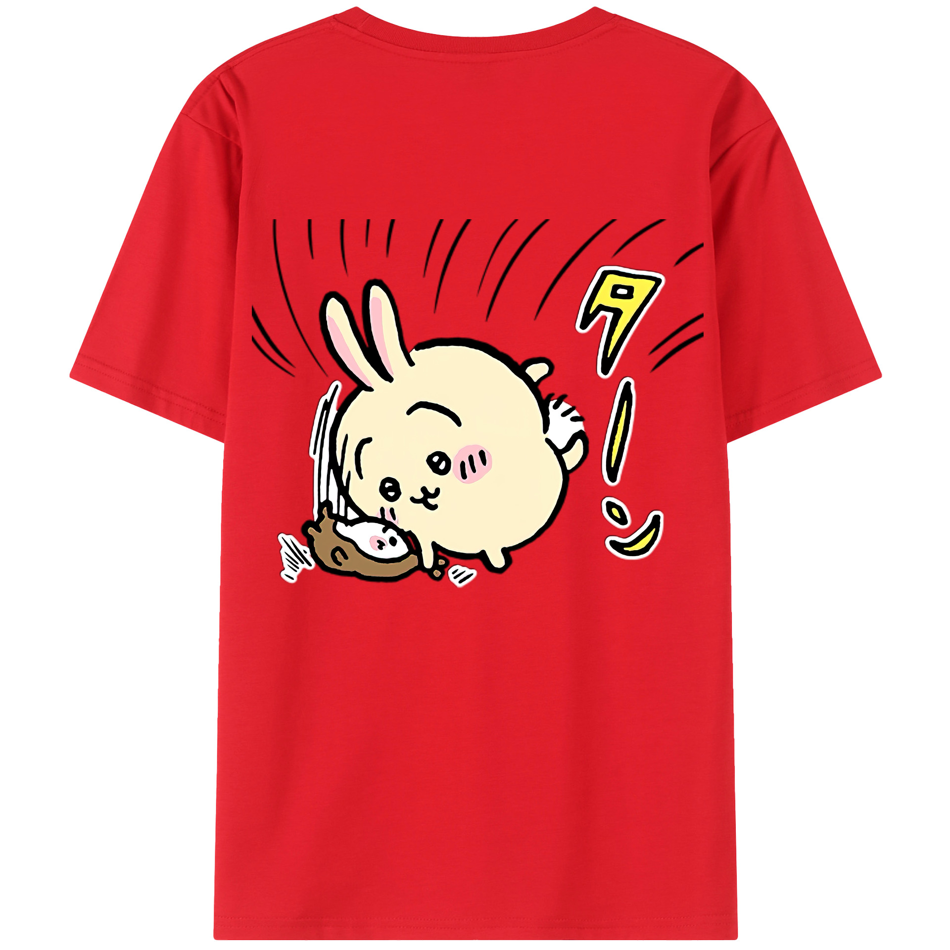 （画像用） ちいかわ うさぎ Chii-kawa usagi 綿100％半袖Tシャツ（背面プリント）