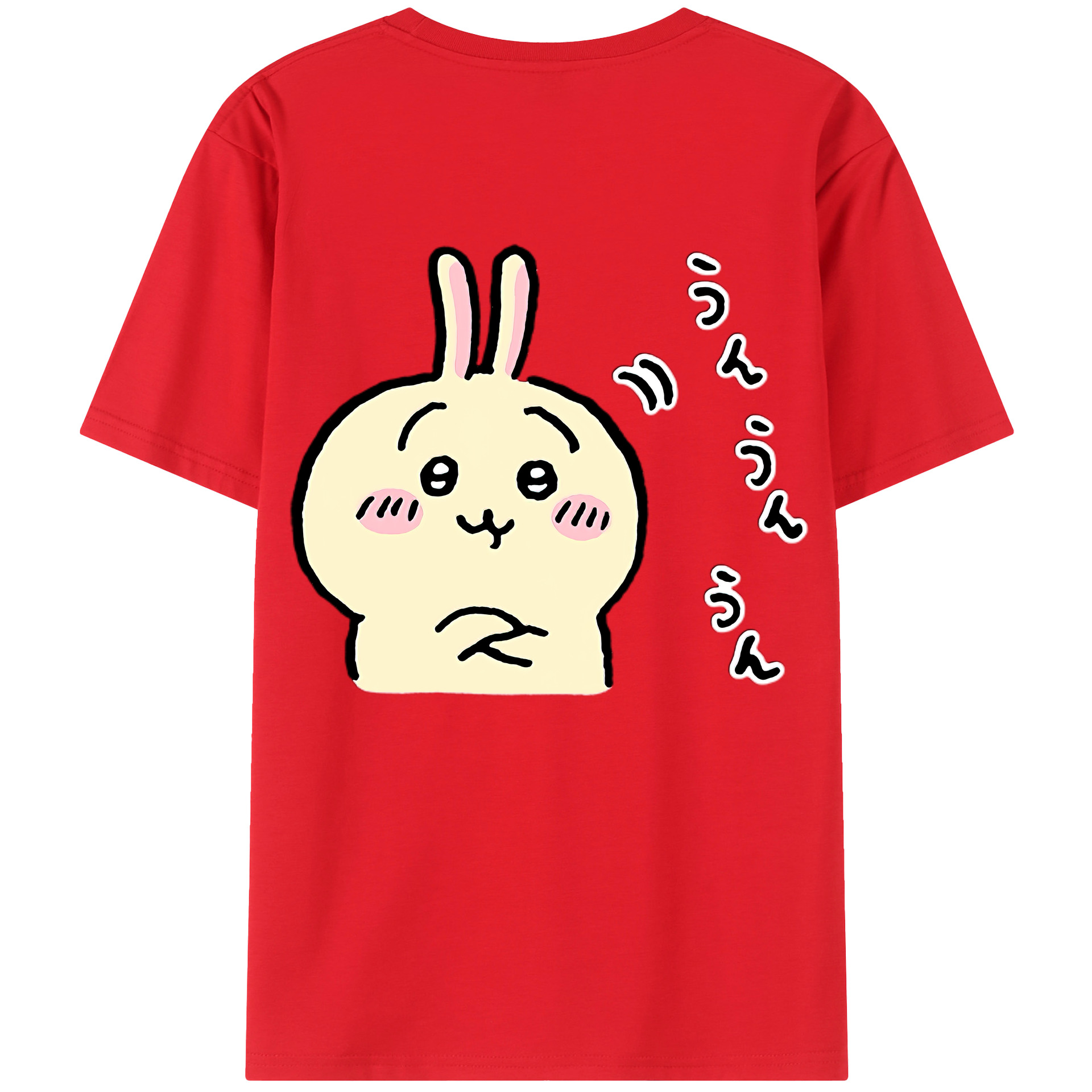 （画像用） ちいかわ うさぎ Chii-kawa usagi 綿100％半袖Tシャツ（背面プリント）