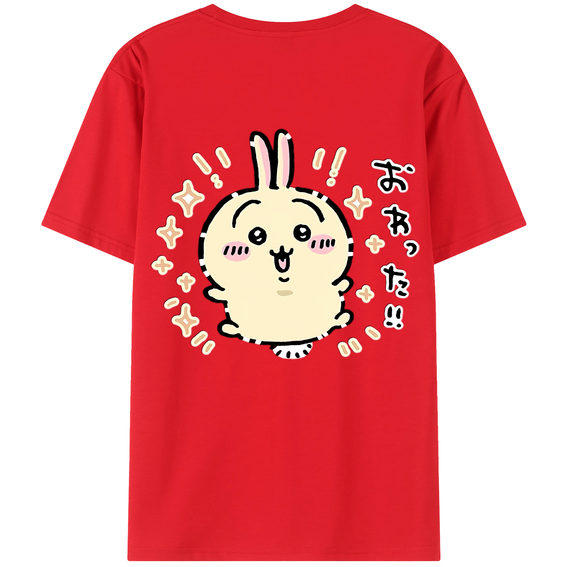 （画像用） ちいかわ うさぎ Chii-kawa usagi 綿100％半袖Tシャツ（背面プリント）