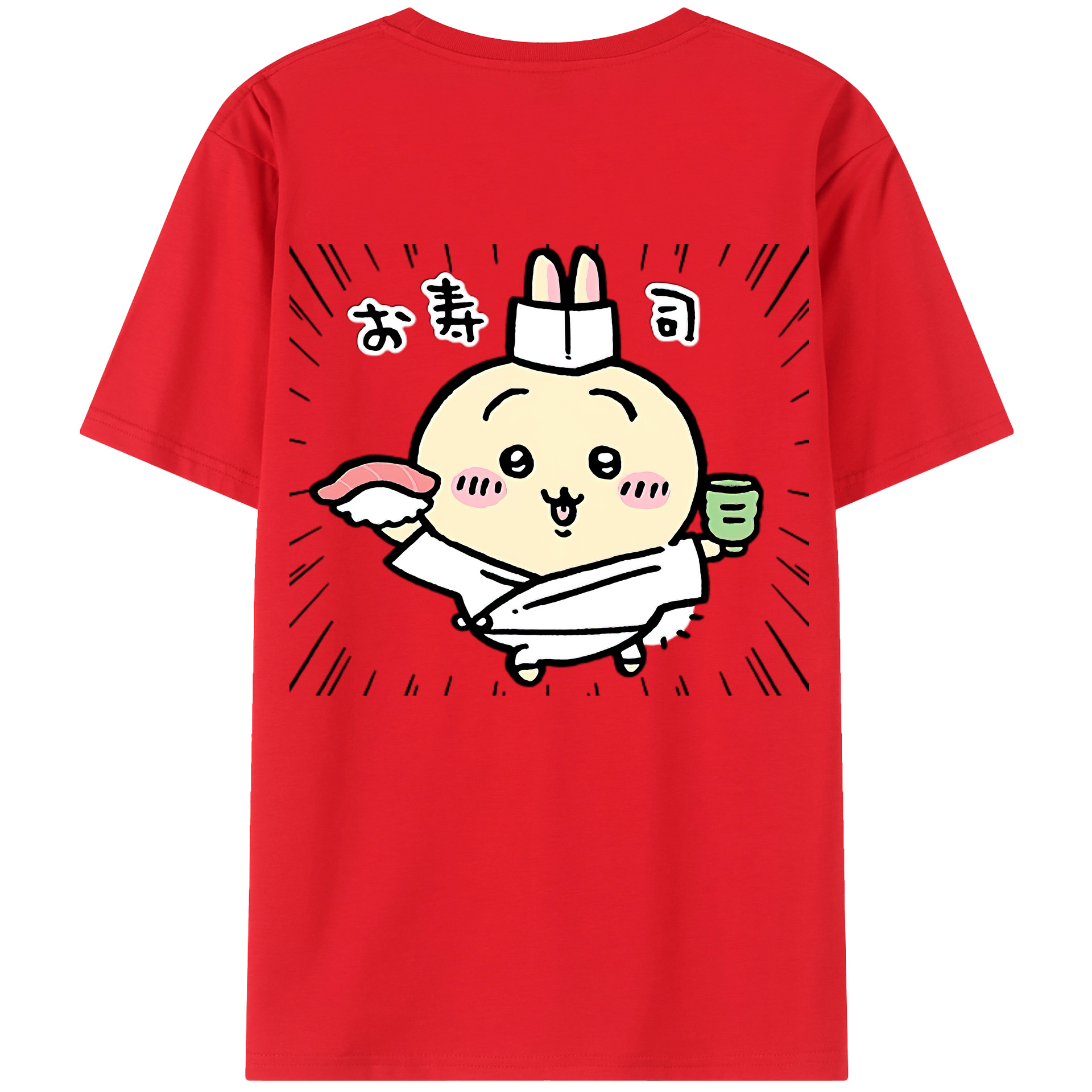 （画像用） ちいかわ うさぎ Chii-kawa usagi 綿100％半袖Tシャツ（背面プリント）