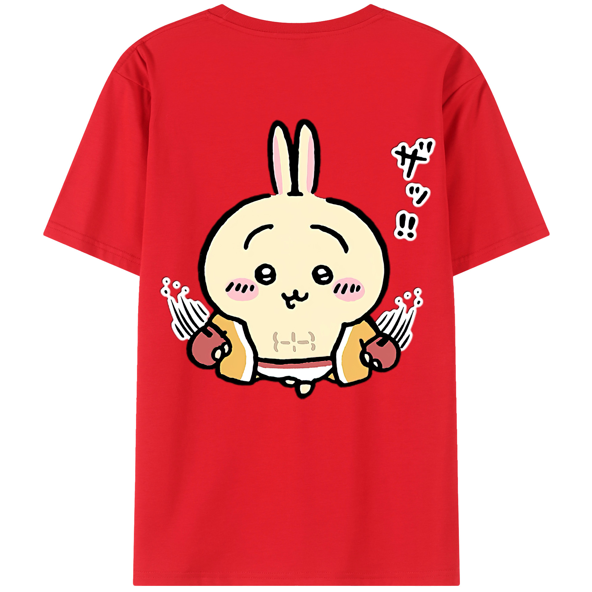 （画像用） ちいかわ うさぎ Chii-kawa usagi 綿100％半袖Tシャツ（背面プリント）