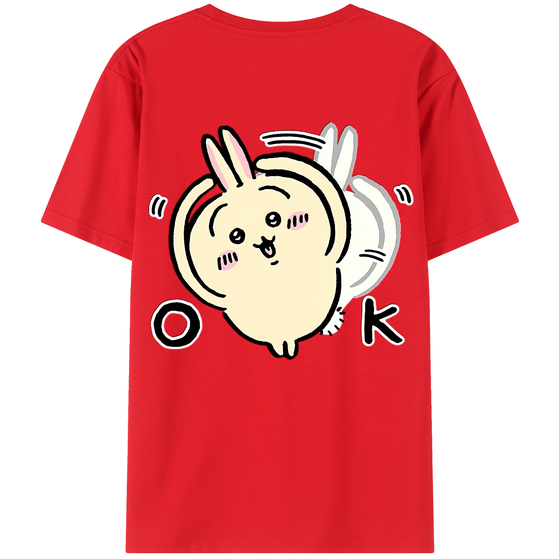 （画像用） ちいかわ うさぎ Chii-kawa usagi 綿100％半袖Tシャツ（背面プリント）